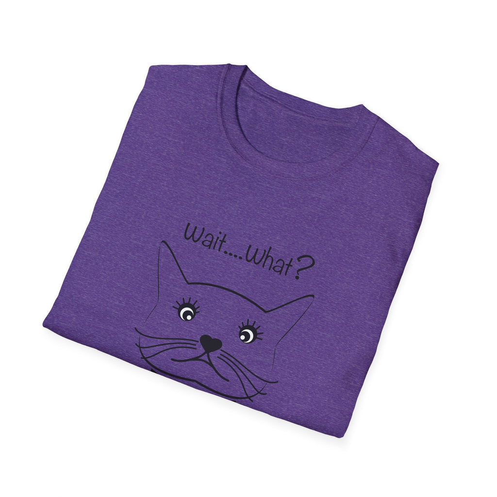 Wait, What? Funny Cat Graphic T-Shirt with Bow Tie