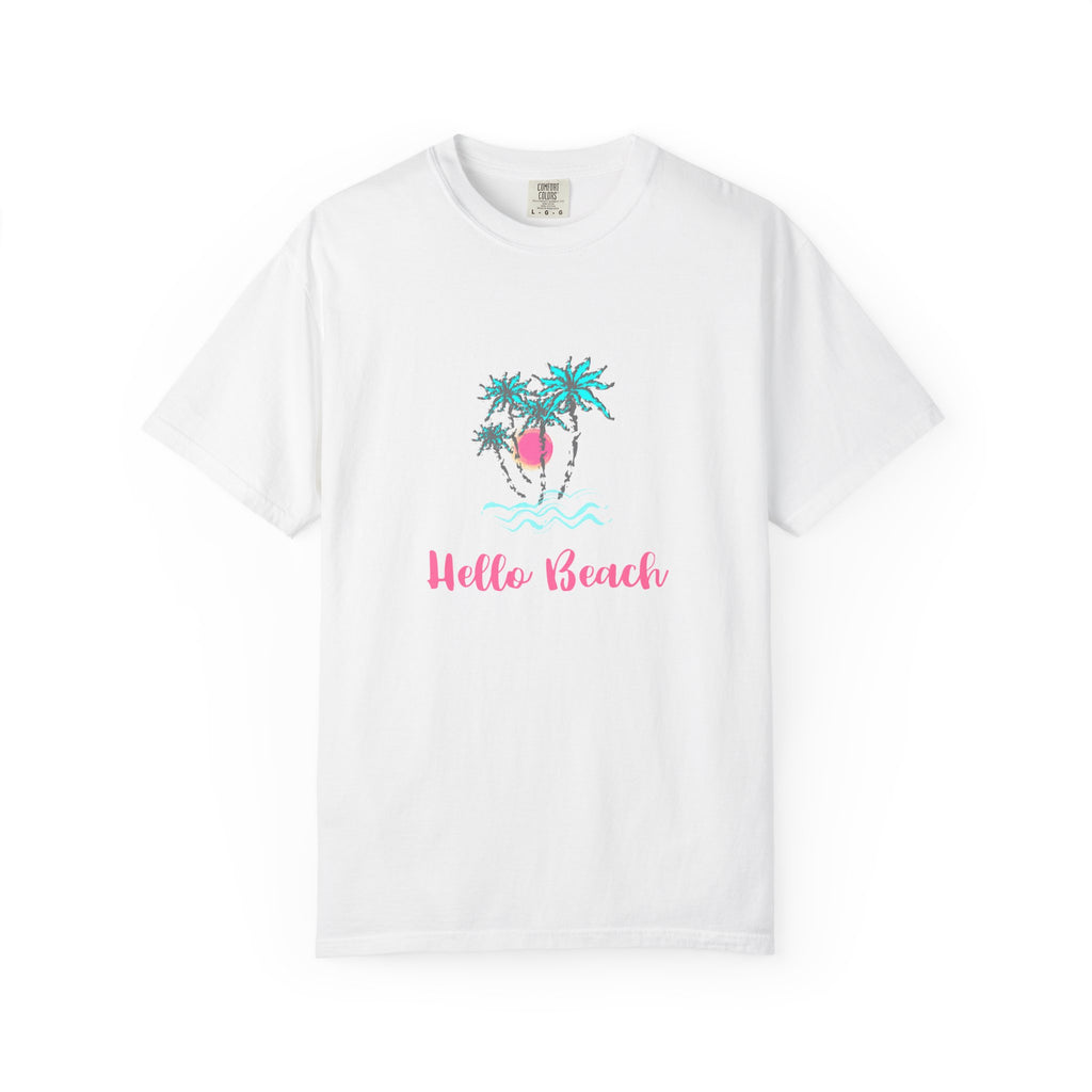 Hello Beach Graphic Unisex Garment-Dyed T-shirt