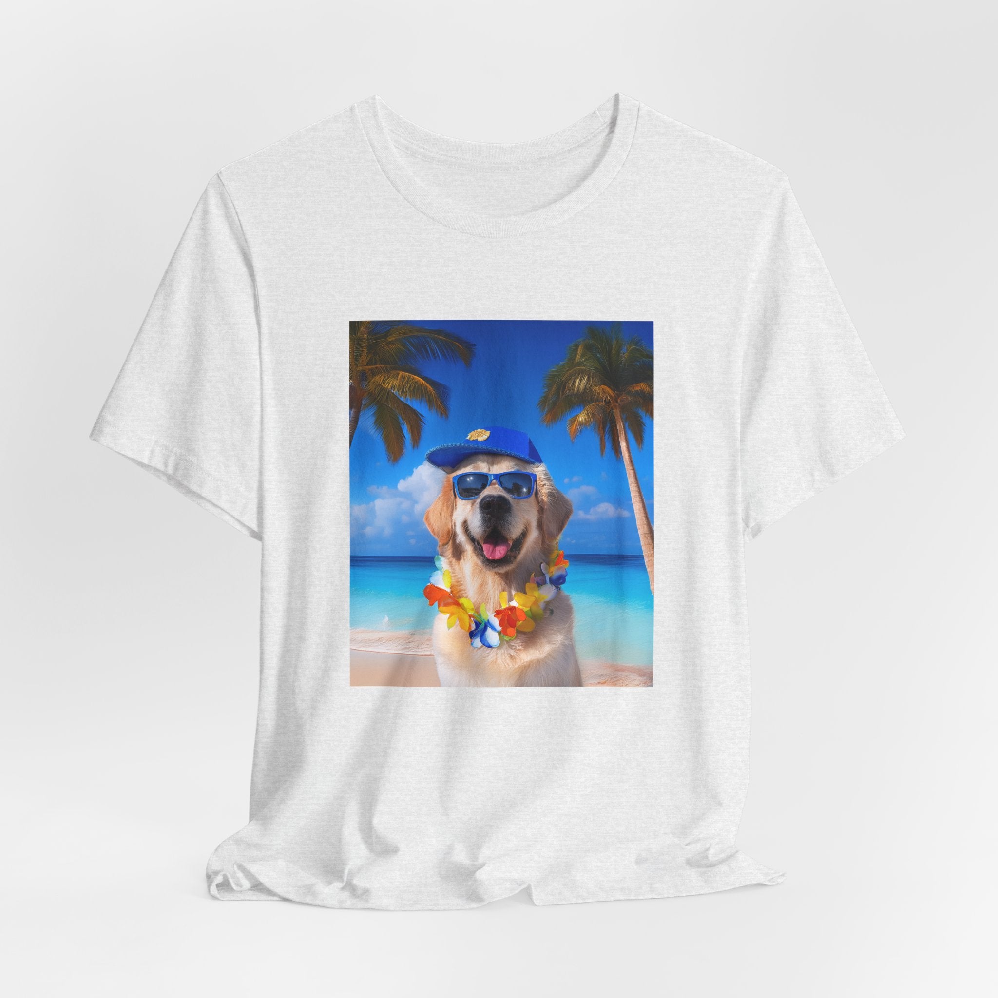 Beach Please Dog in Blue Hat T-Shirt