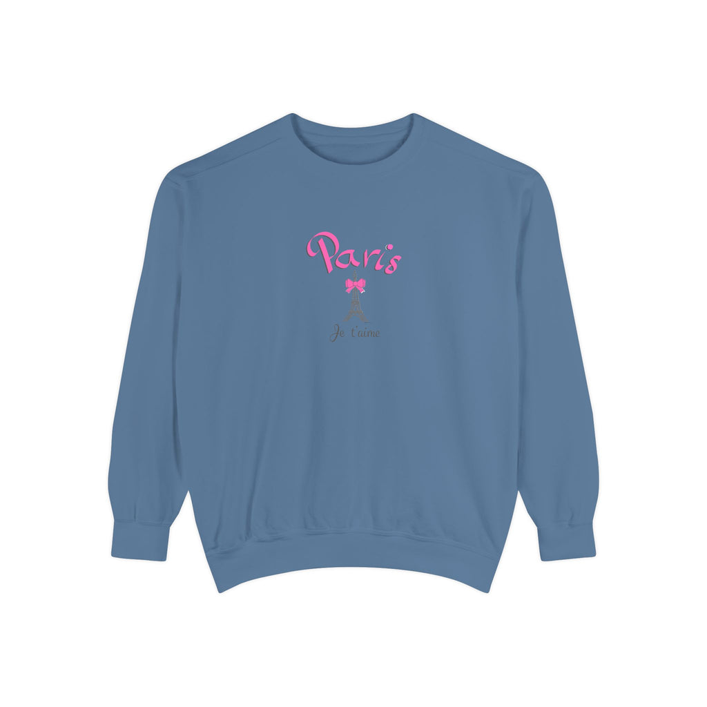 Paris Je T’aime Eiffel Tower Graphic Sweatshirt - Unisex Garment-Dyed Sweatshirt