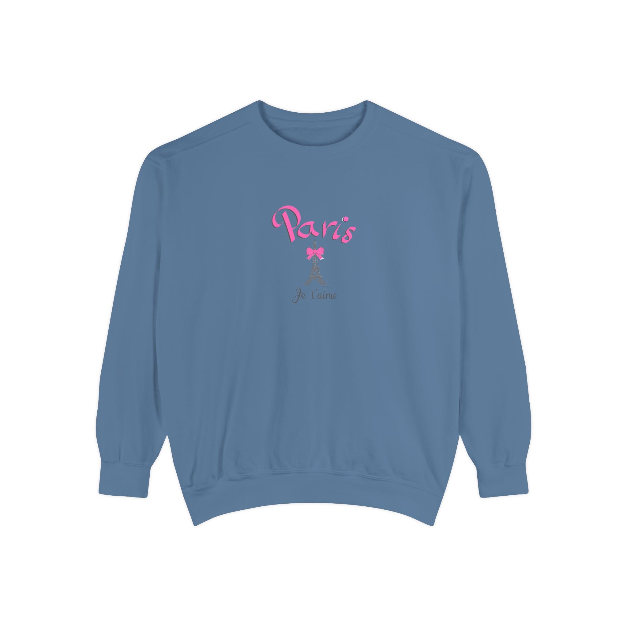 Paris Je T’aime Eiffel Tower Graphic Sweatshirt - Unisex Garment-Dyed Sweatshirt