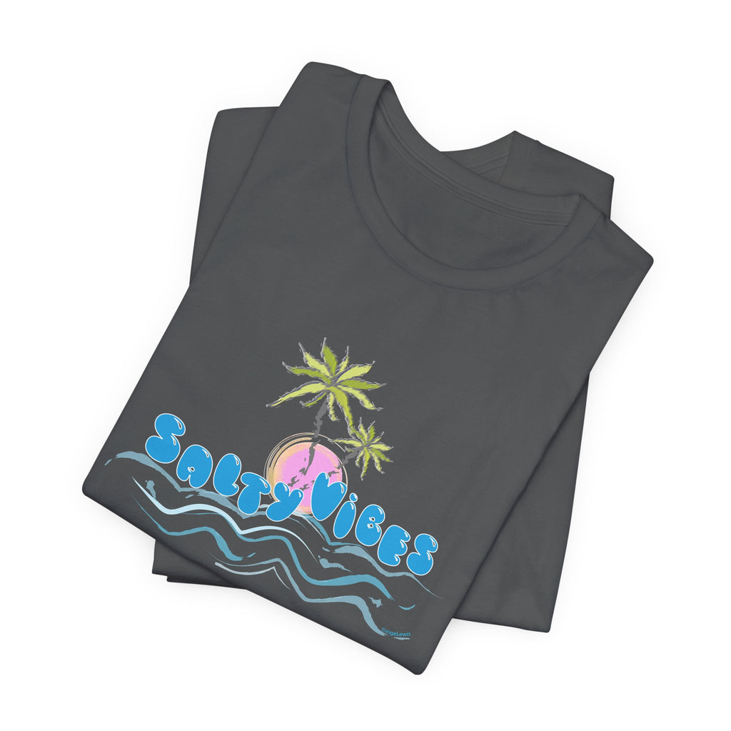 Salty Vibes Palm Trees Beach Graphic Unisex Short Sleeve Tee