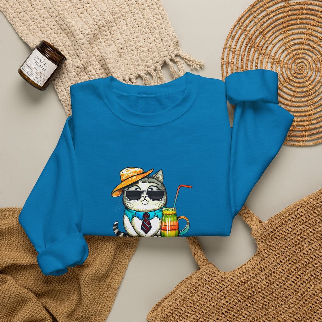 Fun Purr-fectly Chilled Cat Graphic Unisex Heavy Blend™ Crewneck Sweatshirt