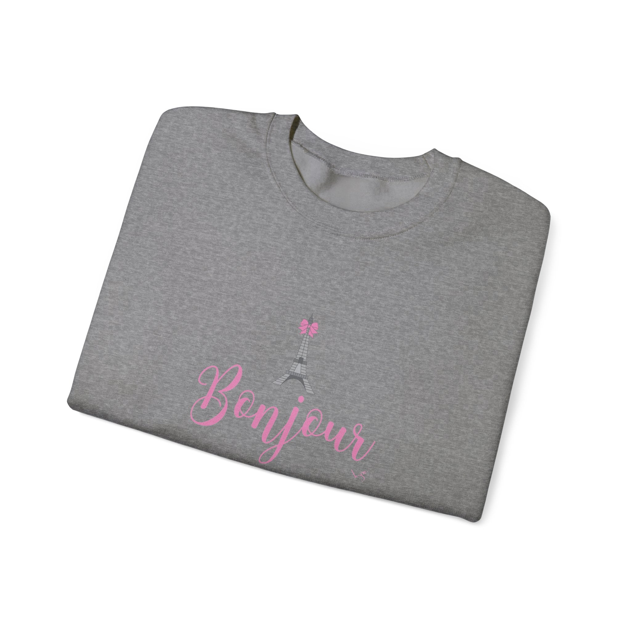 Bonjour Paris Eiffel Tower Graphic Sweatshirt - Unisex Heavy Blend™ Crewneck Sweatshirt