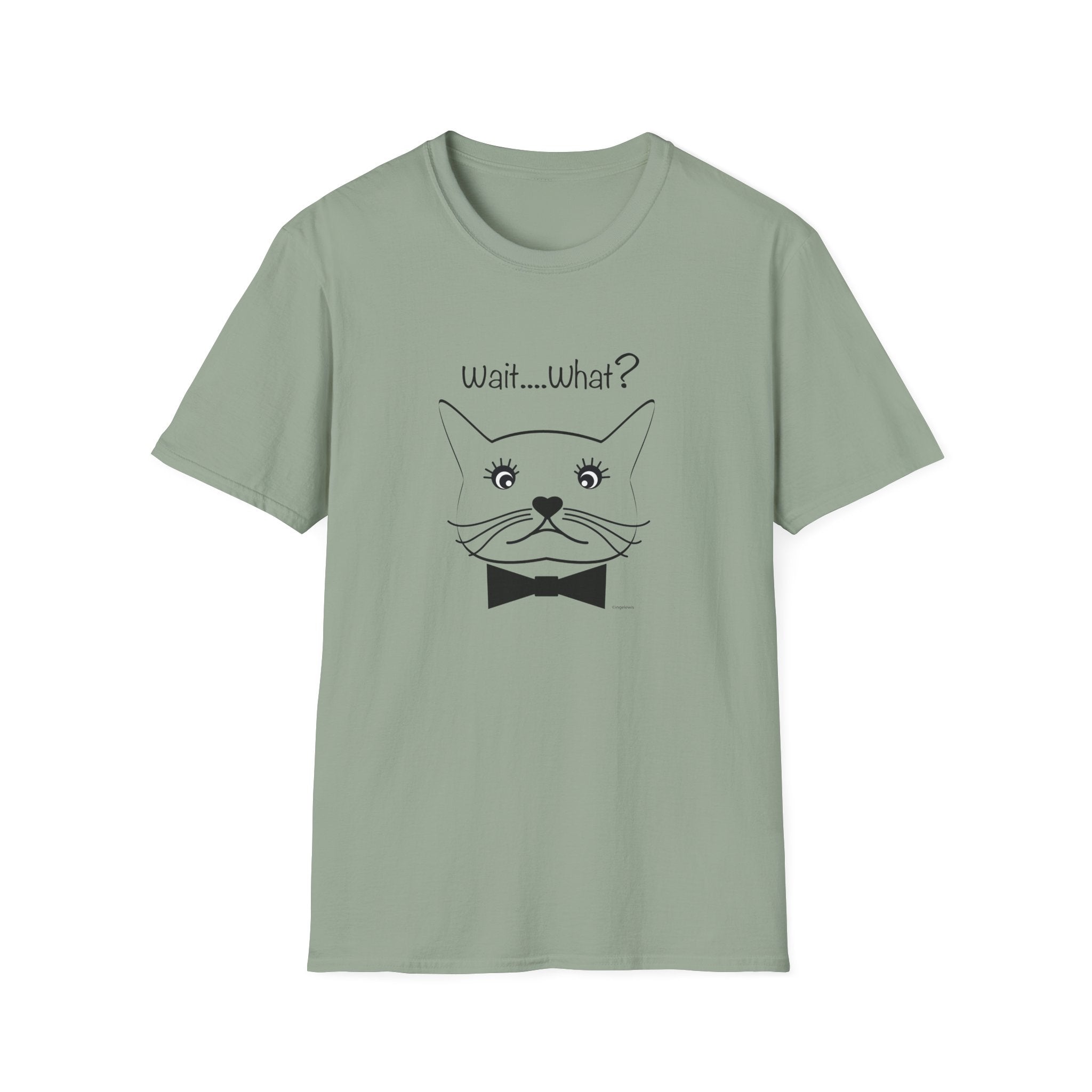 Wait, What? Funny Cat Graphic T-Shirt with Bow Tie