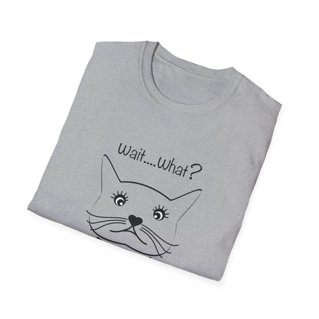 Wait, What? Funny Cat Graphic T-Shirt with Bow Tie