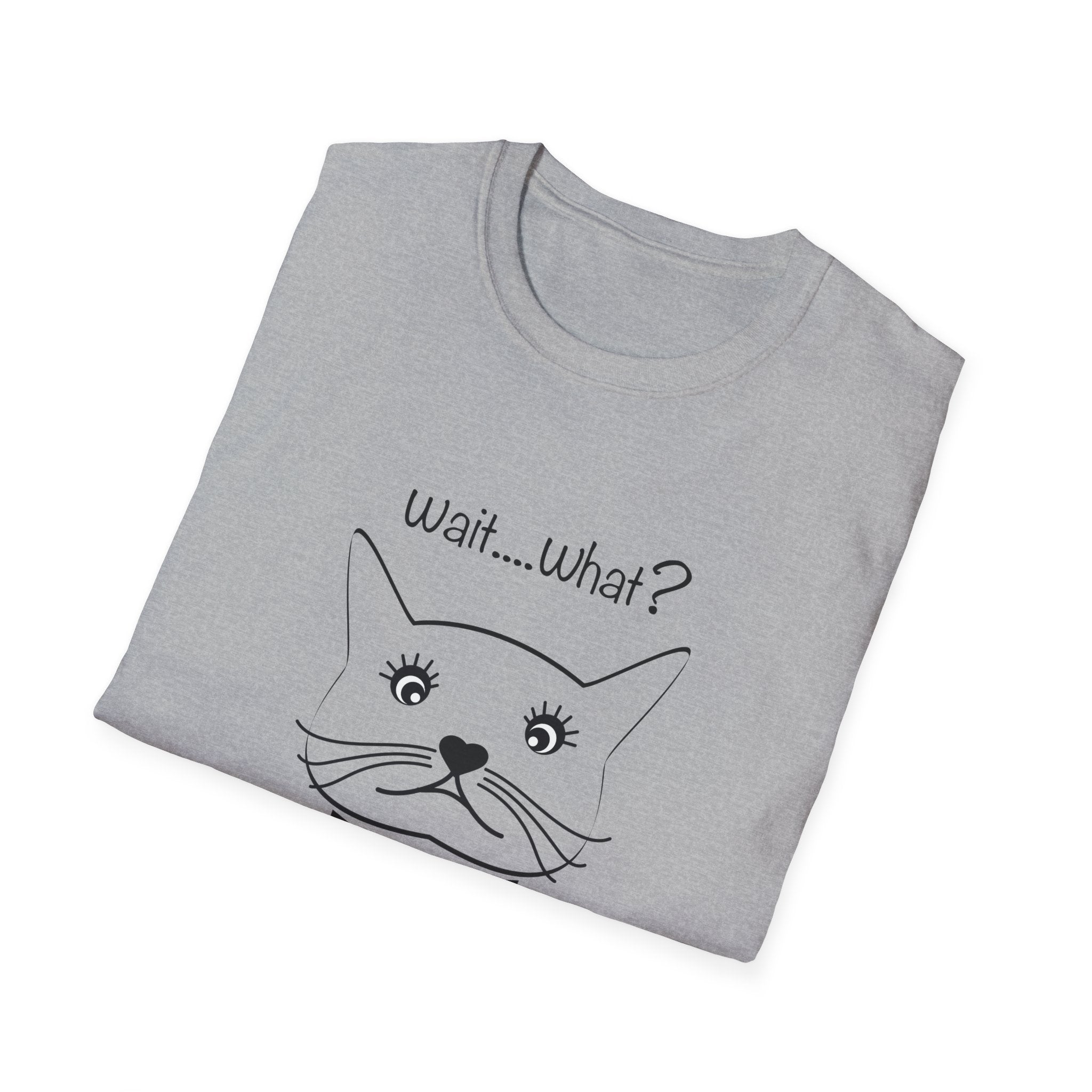 Wait, What? Funny Cat Graphic T-Shirt with Bow Tie
