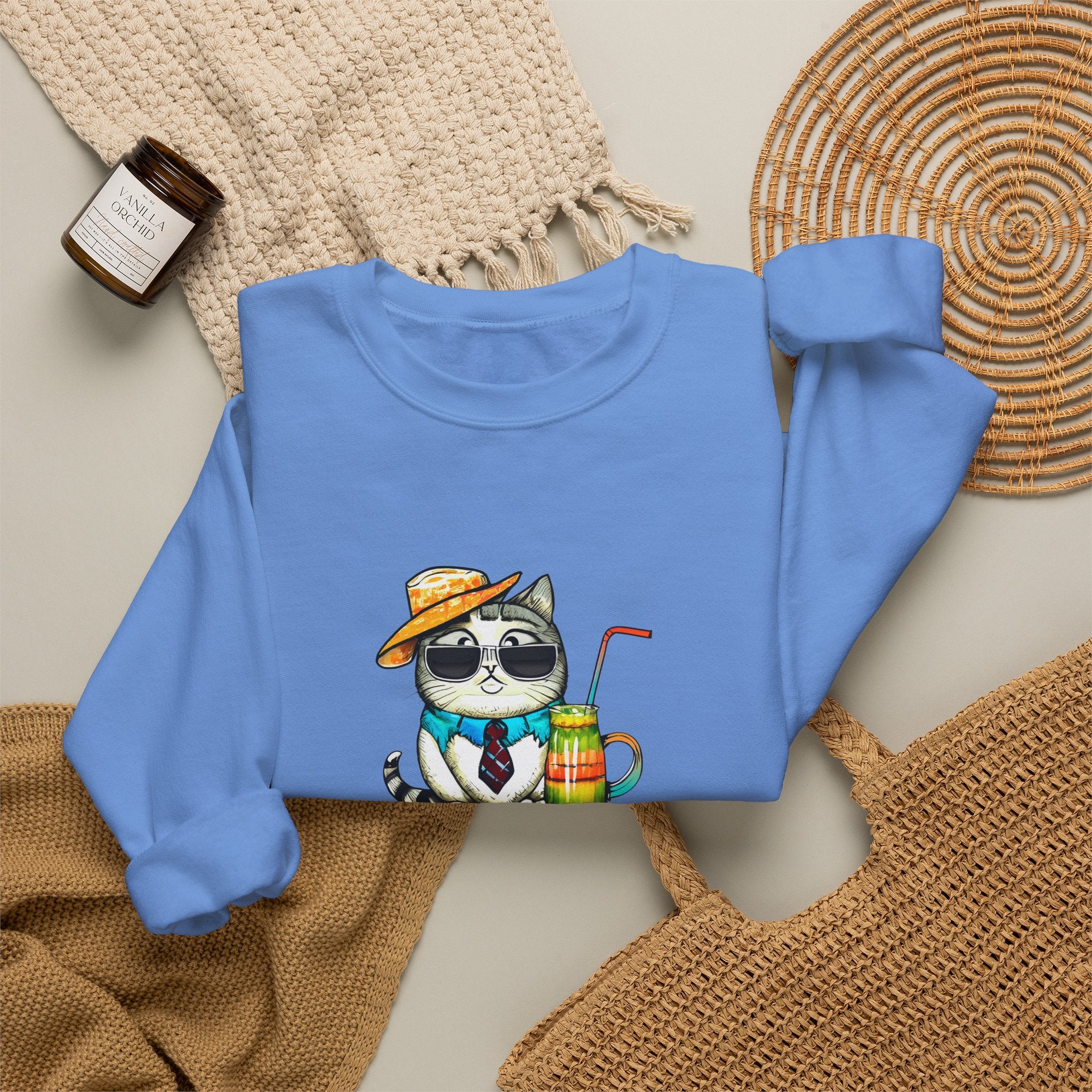Fun Purr-fectly Chilled Cat Graphic Unisex Heavy Blend™ Crewneck Sweatshirt