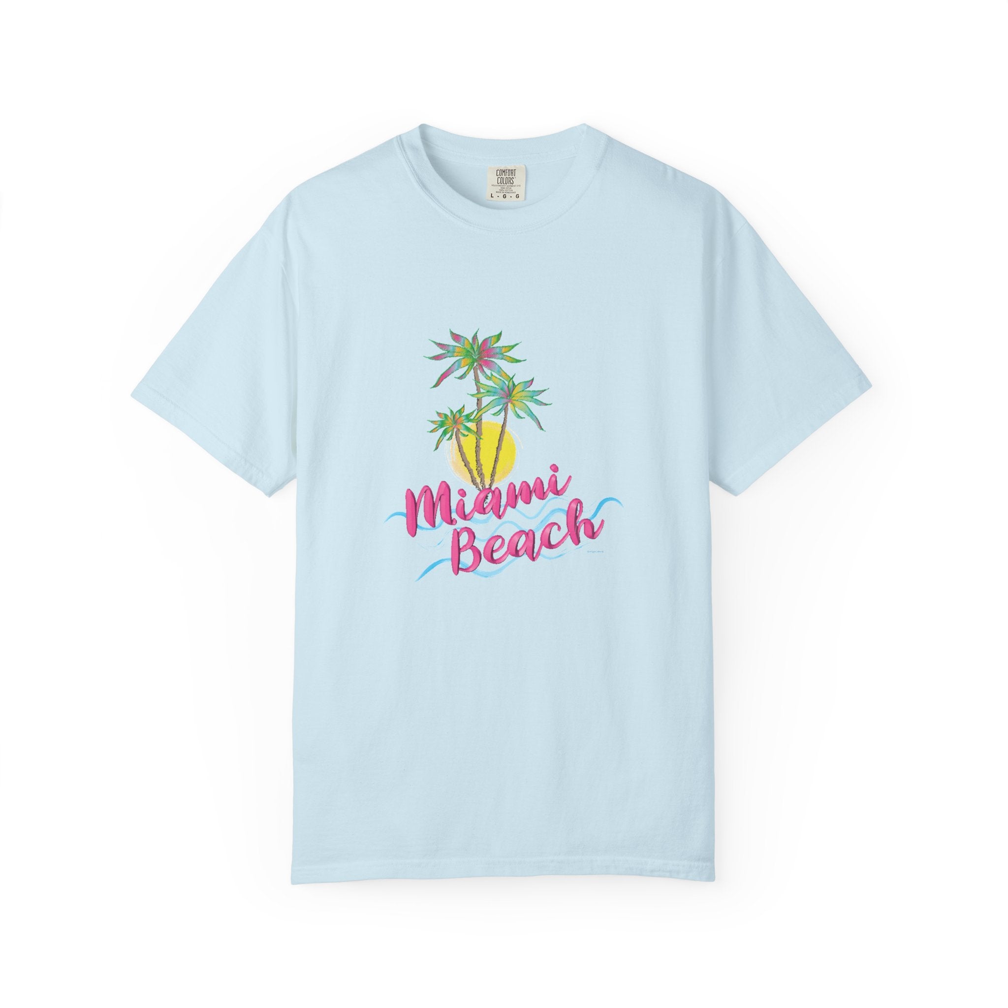 MIAMI BEACH Palm Sunset Graphic Unisex Garment-Dyed T-shirt