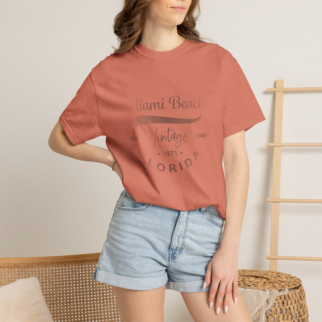 Miami Beach Florida Vintage Graphic Unisex Garment-Dyed T-shirt