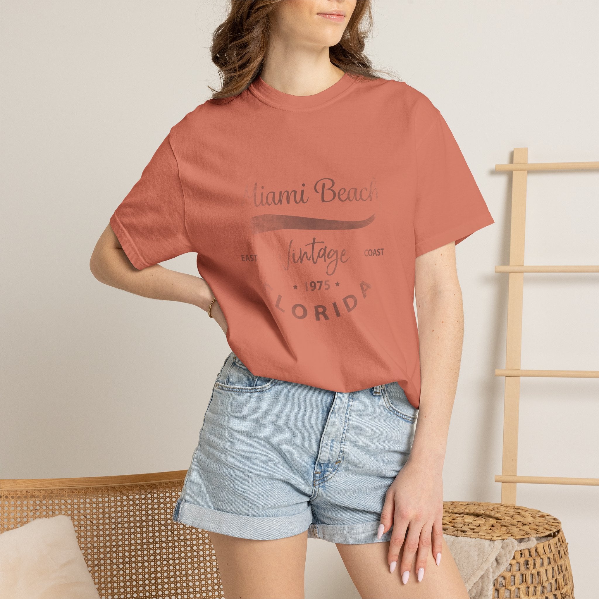 Miami Beach Florida Vintage Graphic Unisex Garment-Dyed T-shirt
