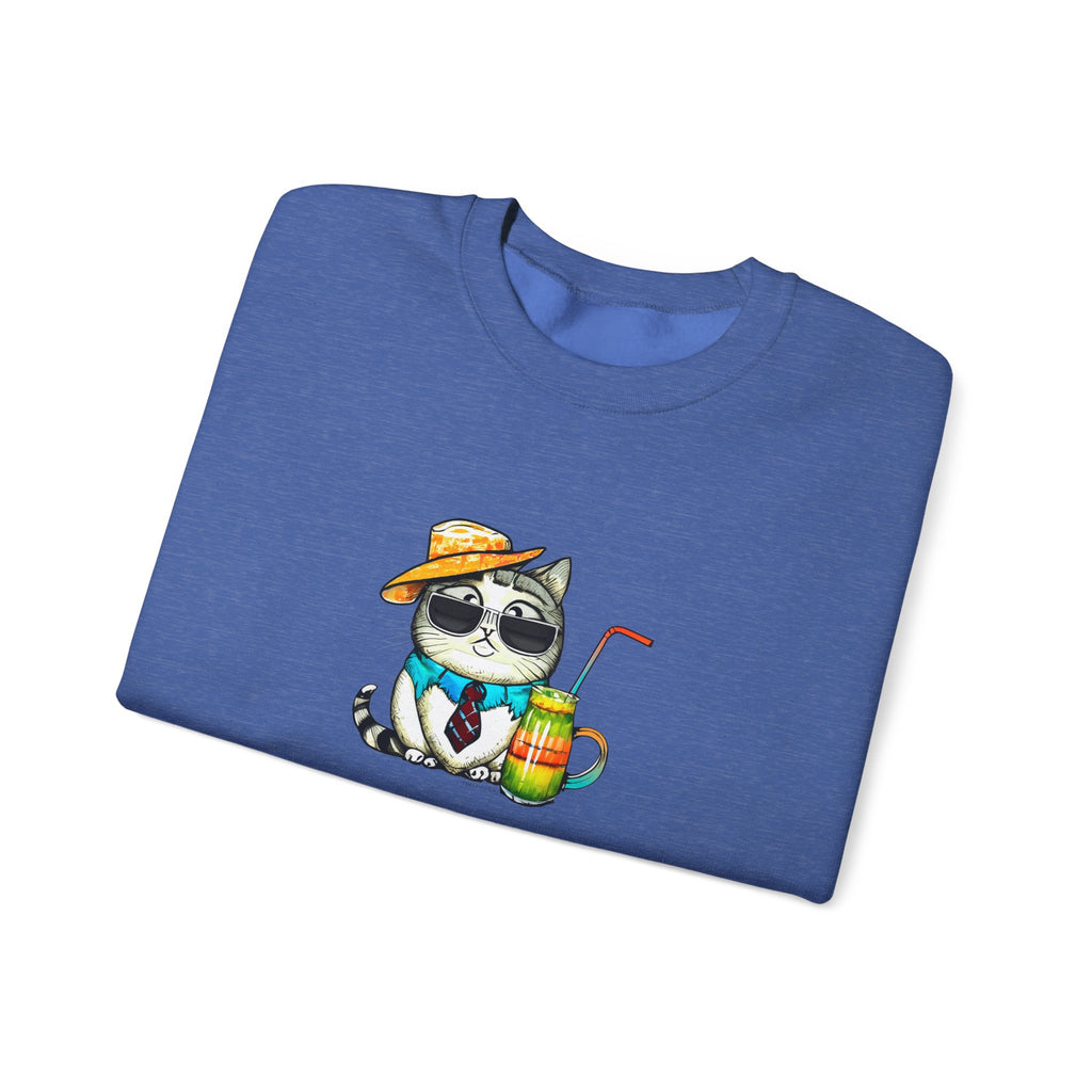 Fun Purr-fectly Chilled Cat Graphic Unisex Heavy Blend™ Crewneck Sweatshirt