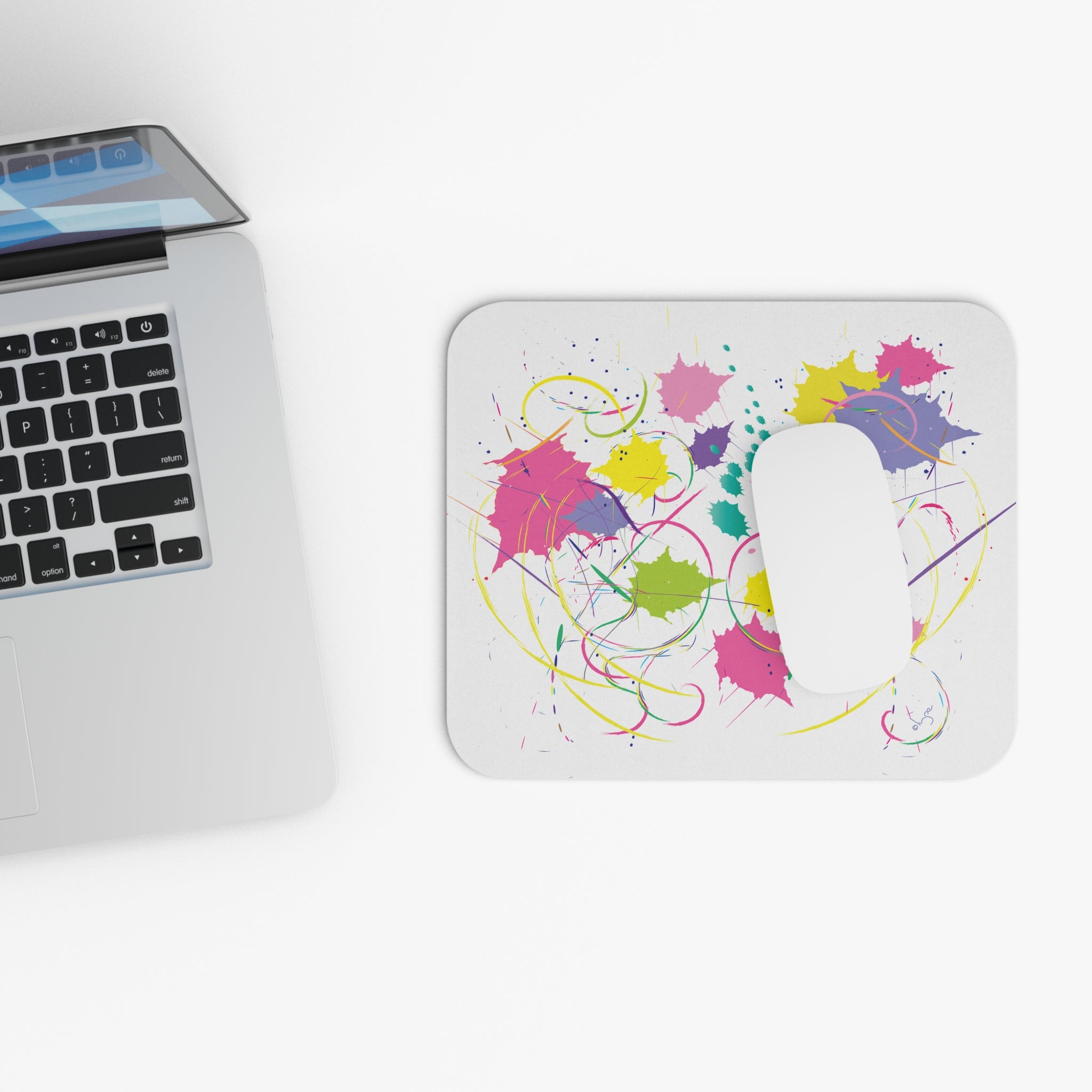 Colorful Abstract Paint Splatter Art Mouse Pad (Rectangle)