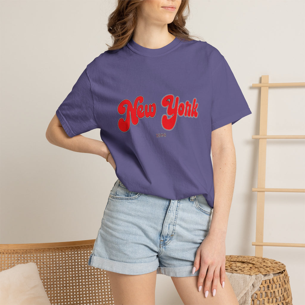 New York 1898 Black Red Lettering Graphic Tee