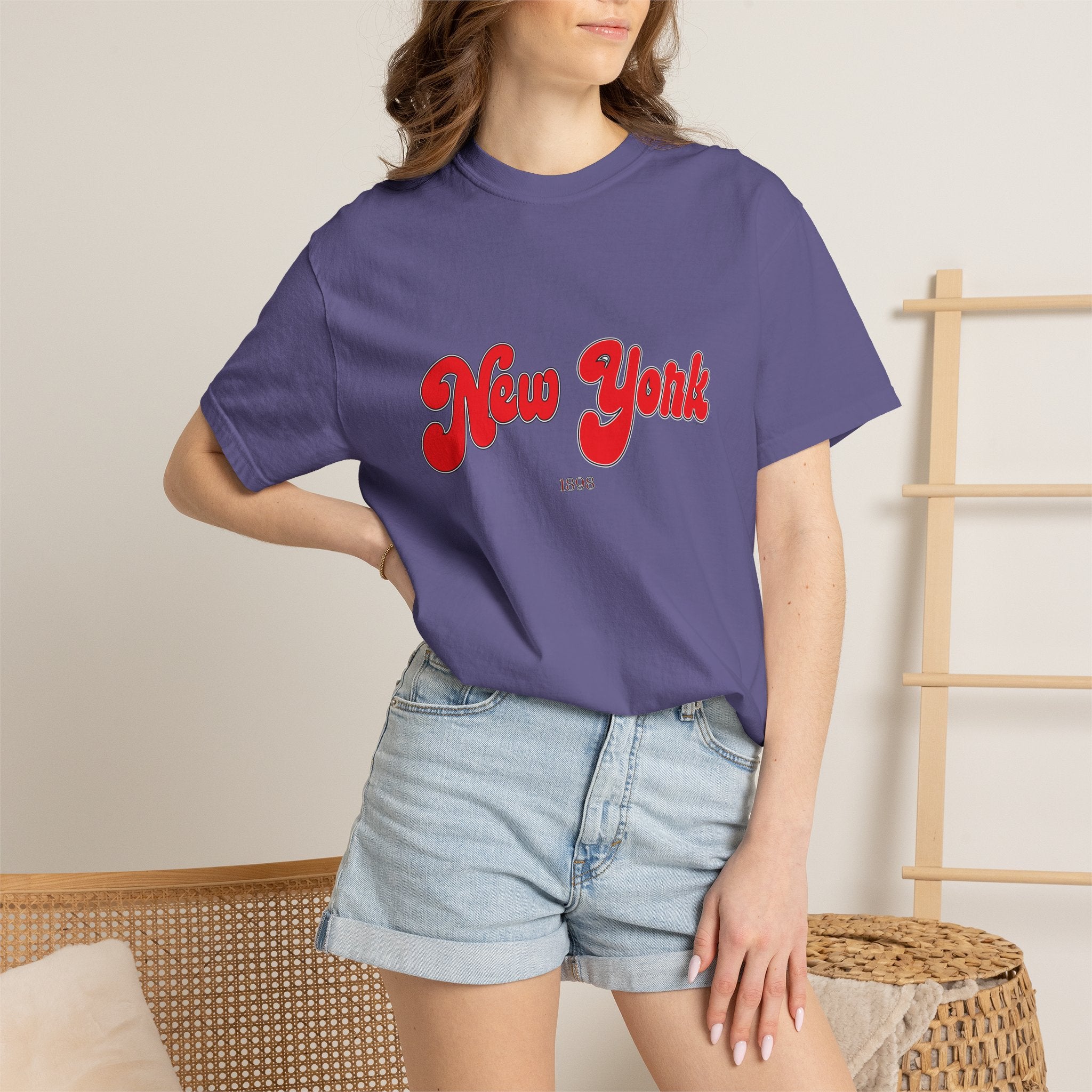 New York 1898 Black Red Lettering Graphic Tee