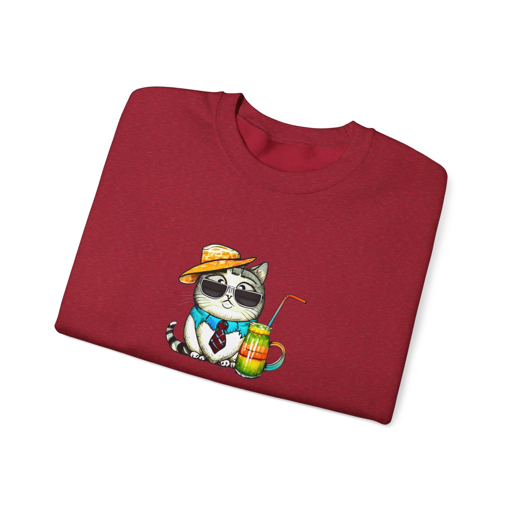 Fun Purr-fectly Chilled Cat Graphic Unisex Heavy Blend™ Crewneck Sweatshirt