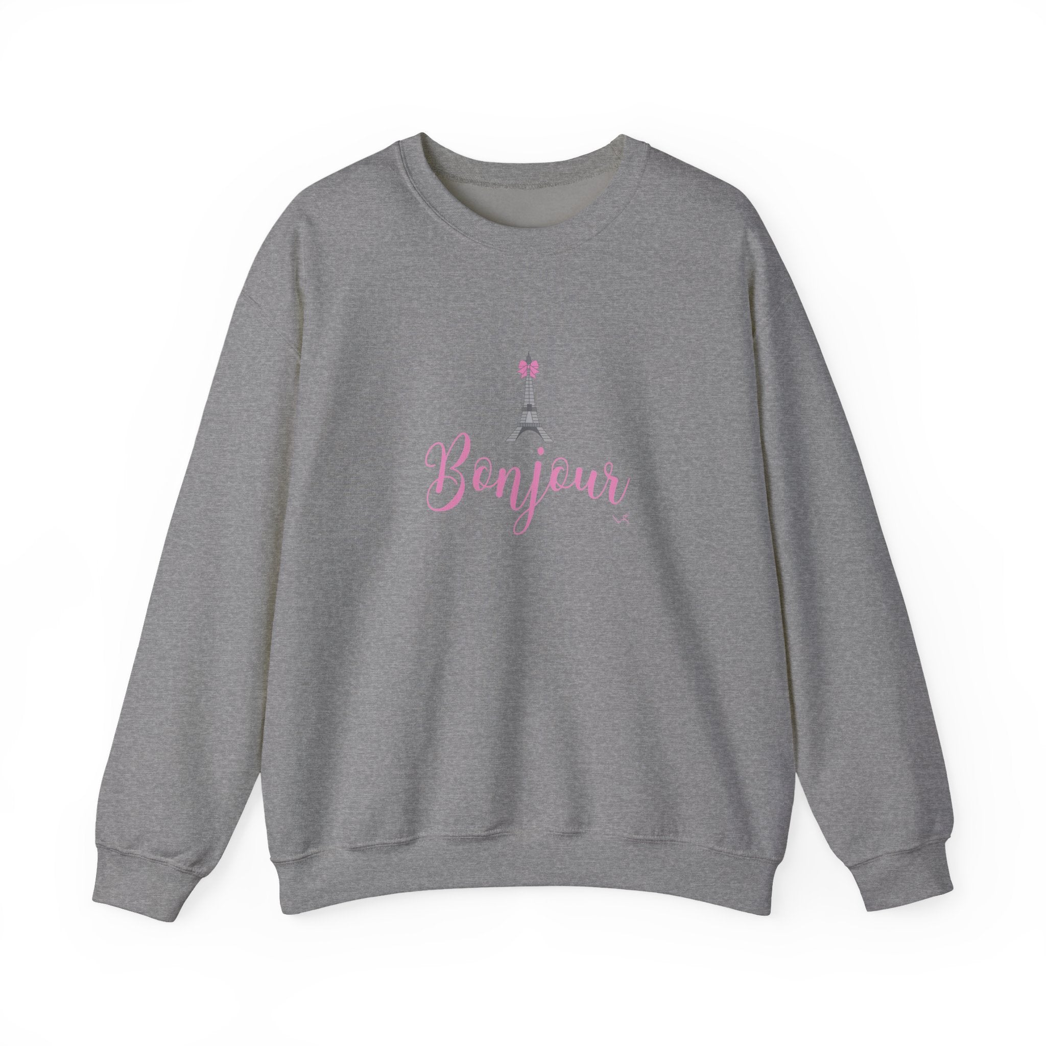 Bonjour Paris Eiffel Tower Graphic Sweatshirt - Unisex Heavy Blend™ Crewneck Sweatshirt