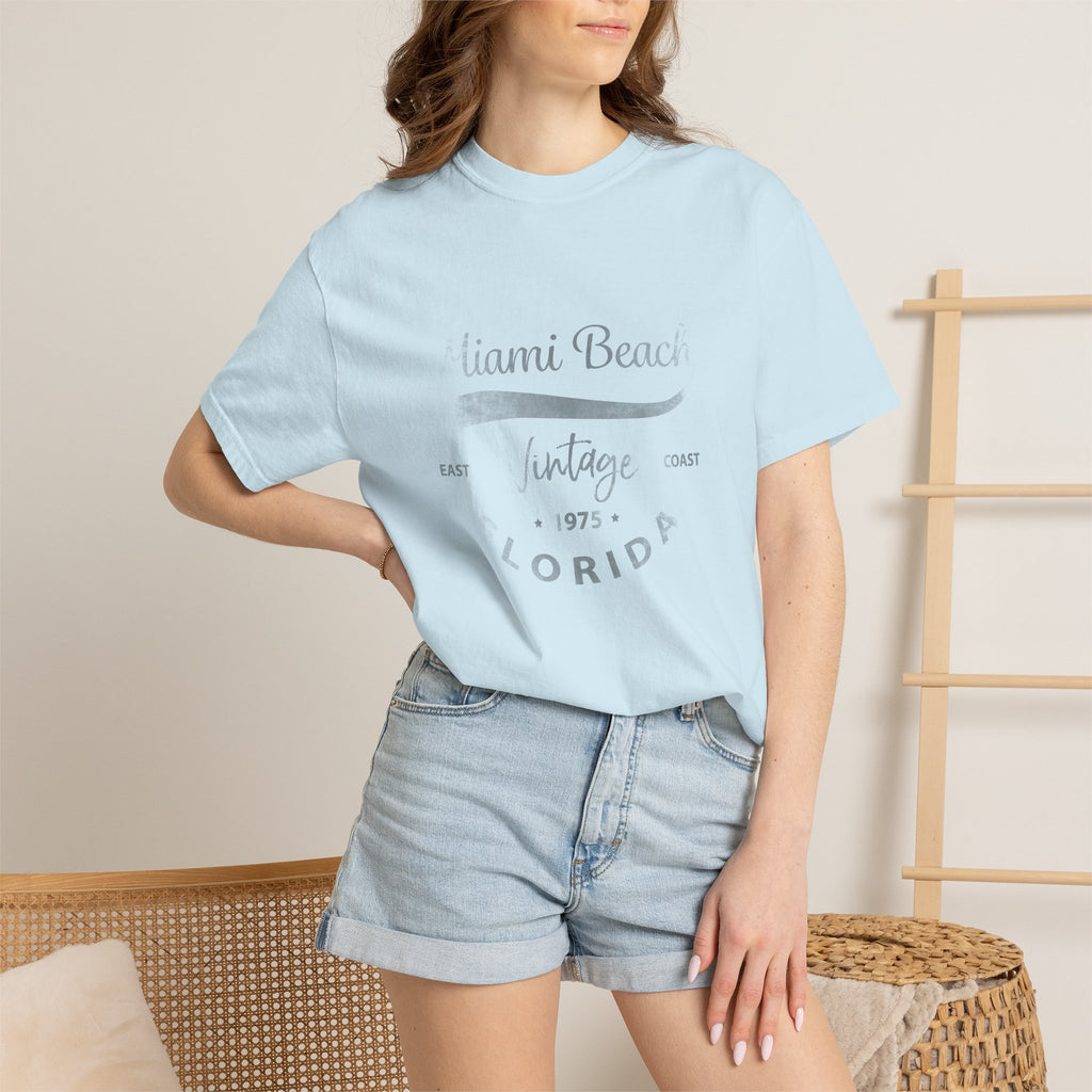 Miami Beach Florida Vintage Graphic Unisex Garment-Dyed T-shirt