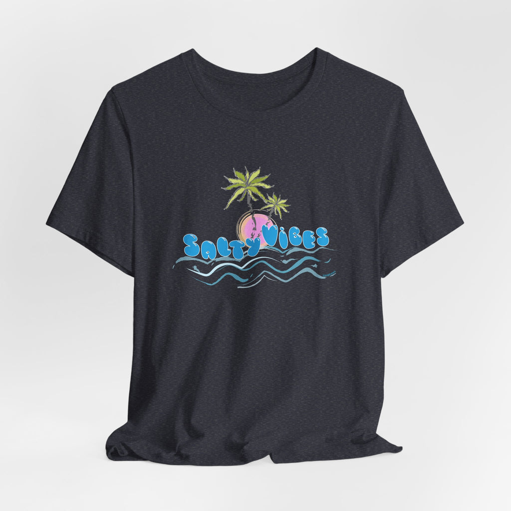 Salty Vibes Palm Trees Beach Graphic Unisex Short Sleeve Tee