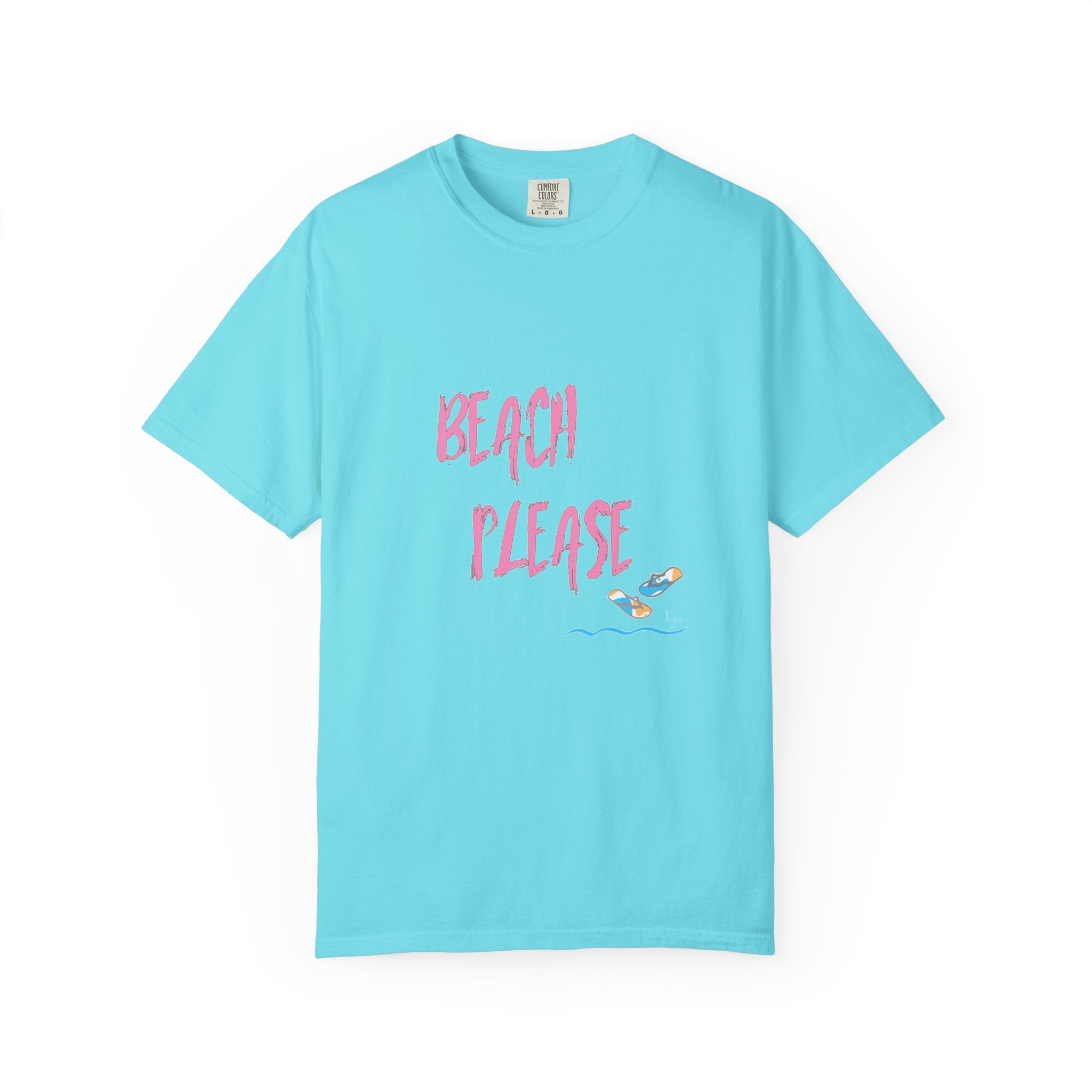 BEACH PLEASE Graphic Unisex Garment-Dyed T-shirt