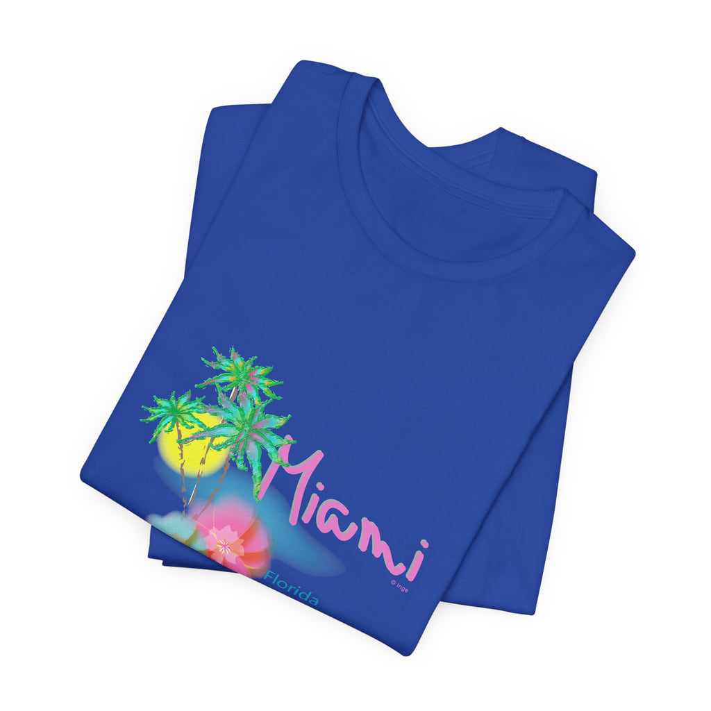 MIAMI, Florida Palm Sunset Graphic Unisex Jersey Short Sleeve Tee