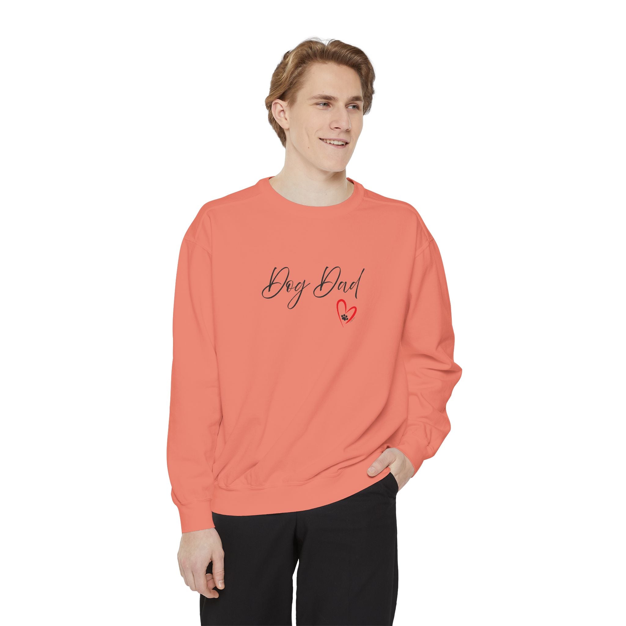 Dog Dad Heart Graphic Hoodie Garment-Dyed Sweatshirt