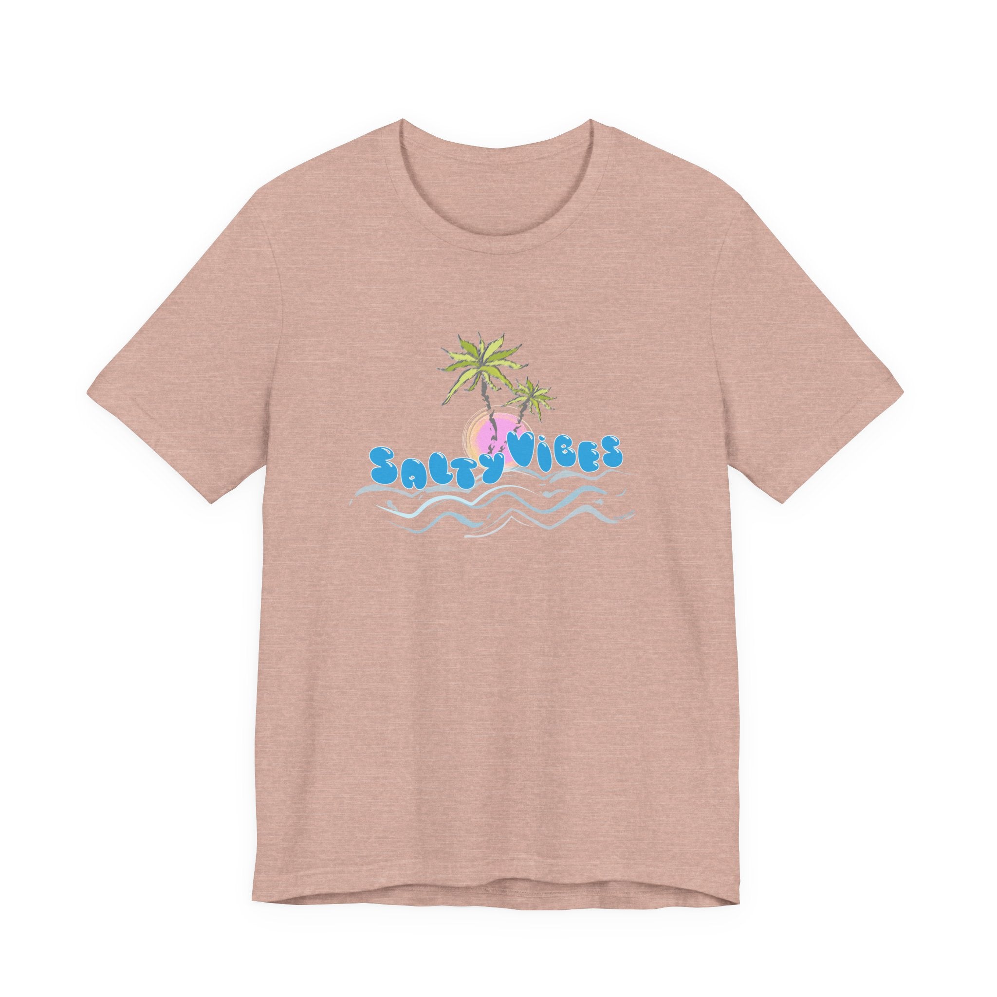 Salty Vibes Palm Trees Beach Graphic Unisex Short Sleeve Tee