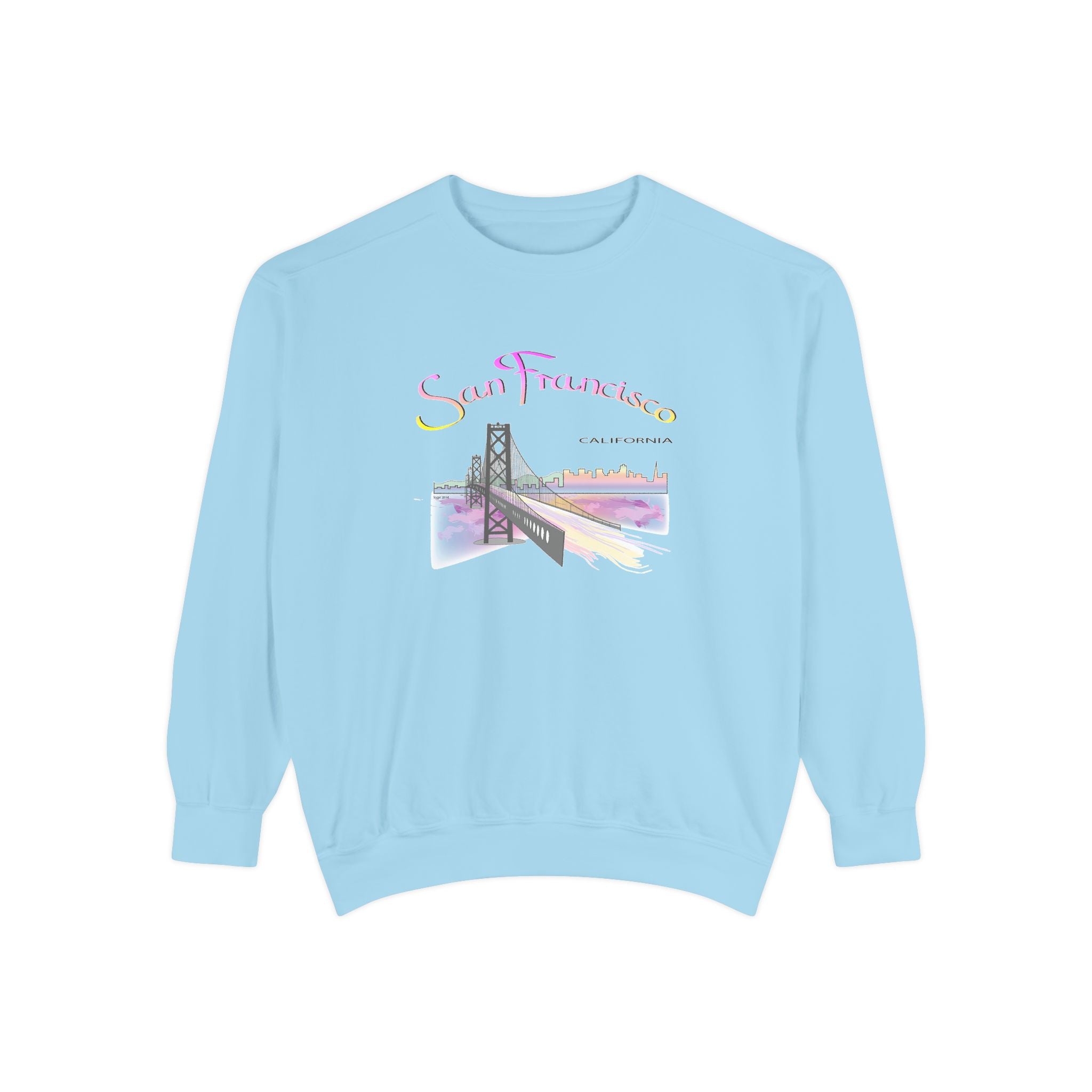 San Francisco Rainbow Bridge Graphic Sweatshirt - Unisex Garment-Dyed Sweatshirt