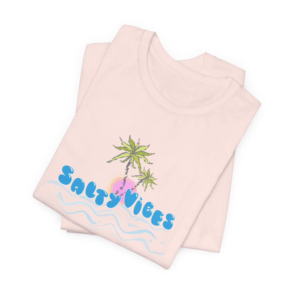 Salty Vibes Palm Trees Beach Graphic Unisex Short Sleeve Tee