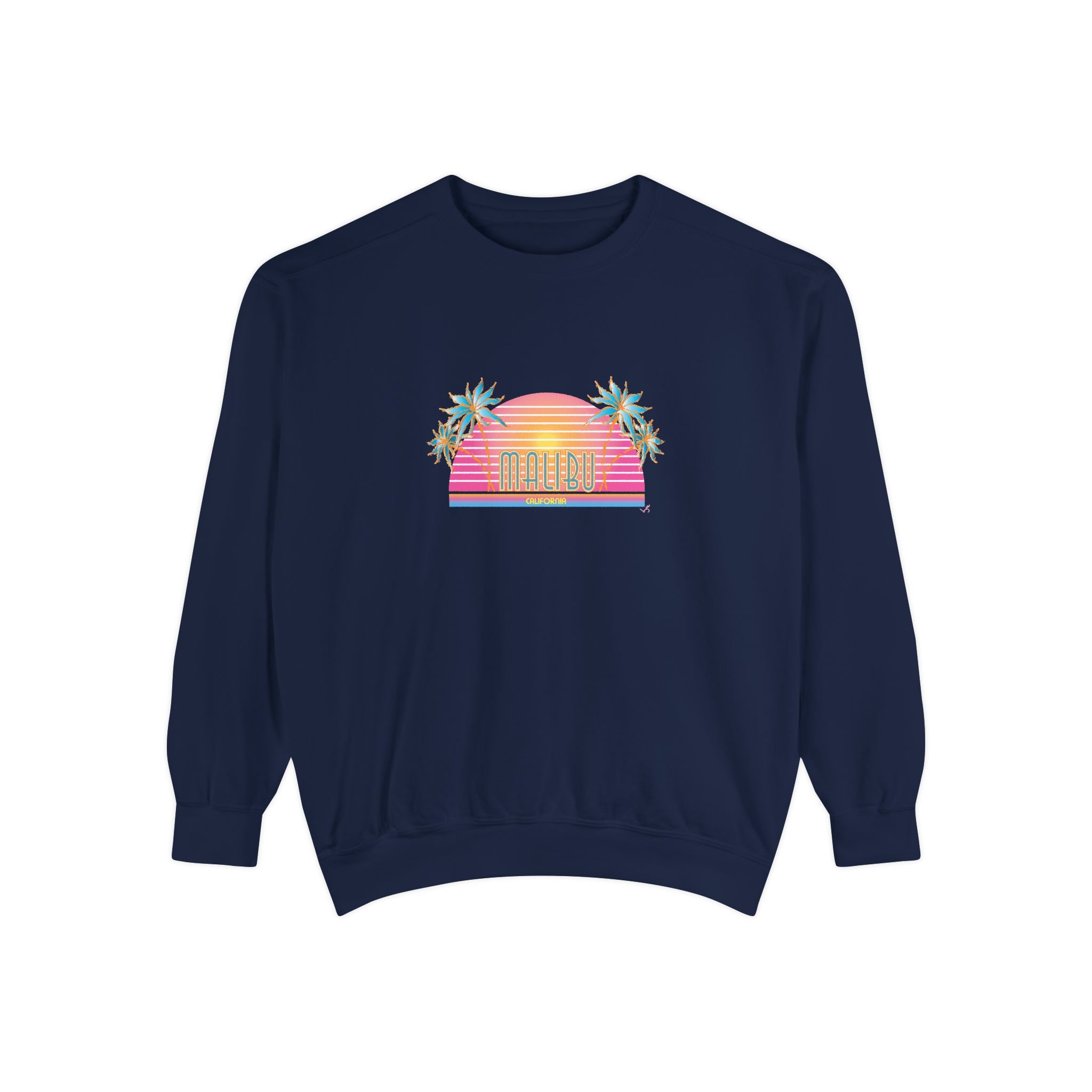Malibu California Sunset Graphic Unisex Garment-Dyed Sweatshirt
