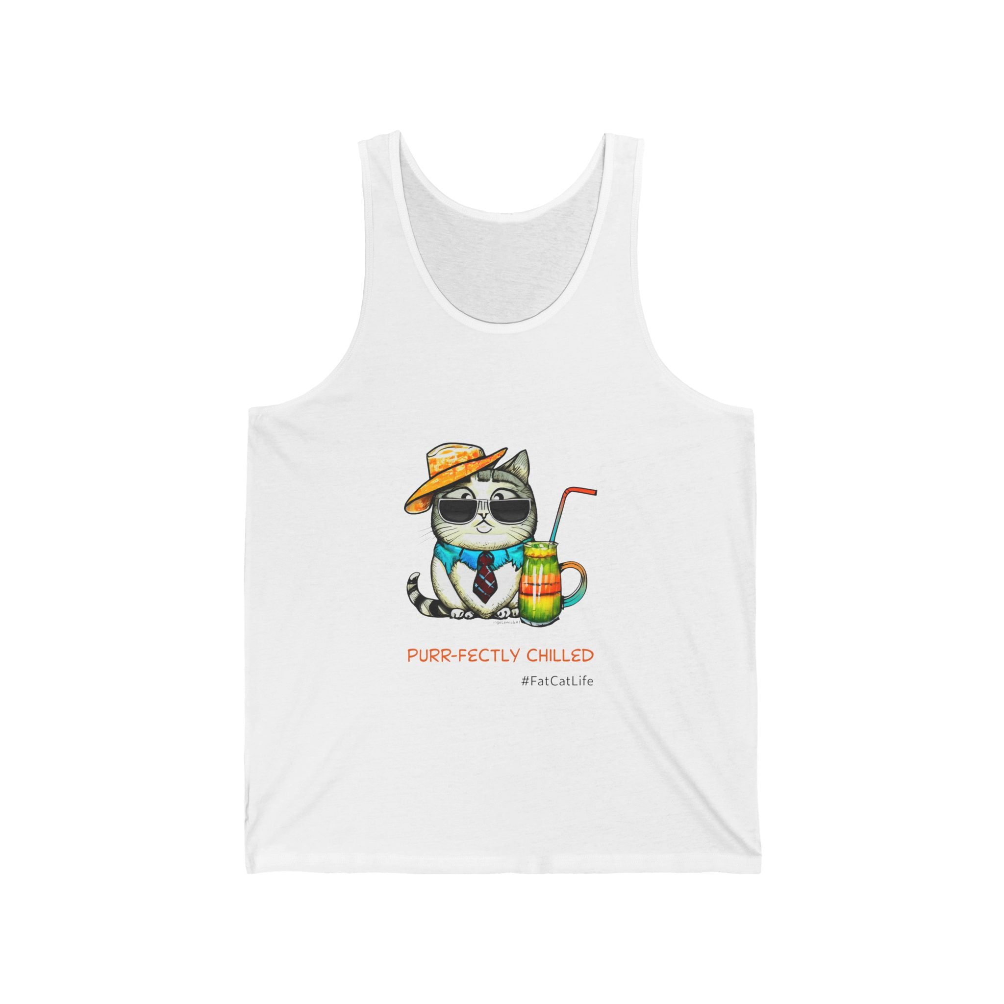 Chilled Cat Graphic Unisex Jersey Tank