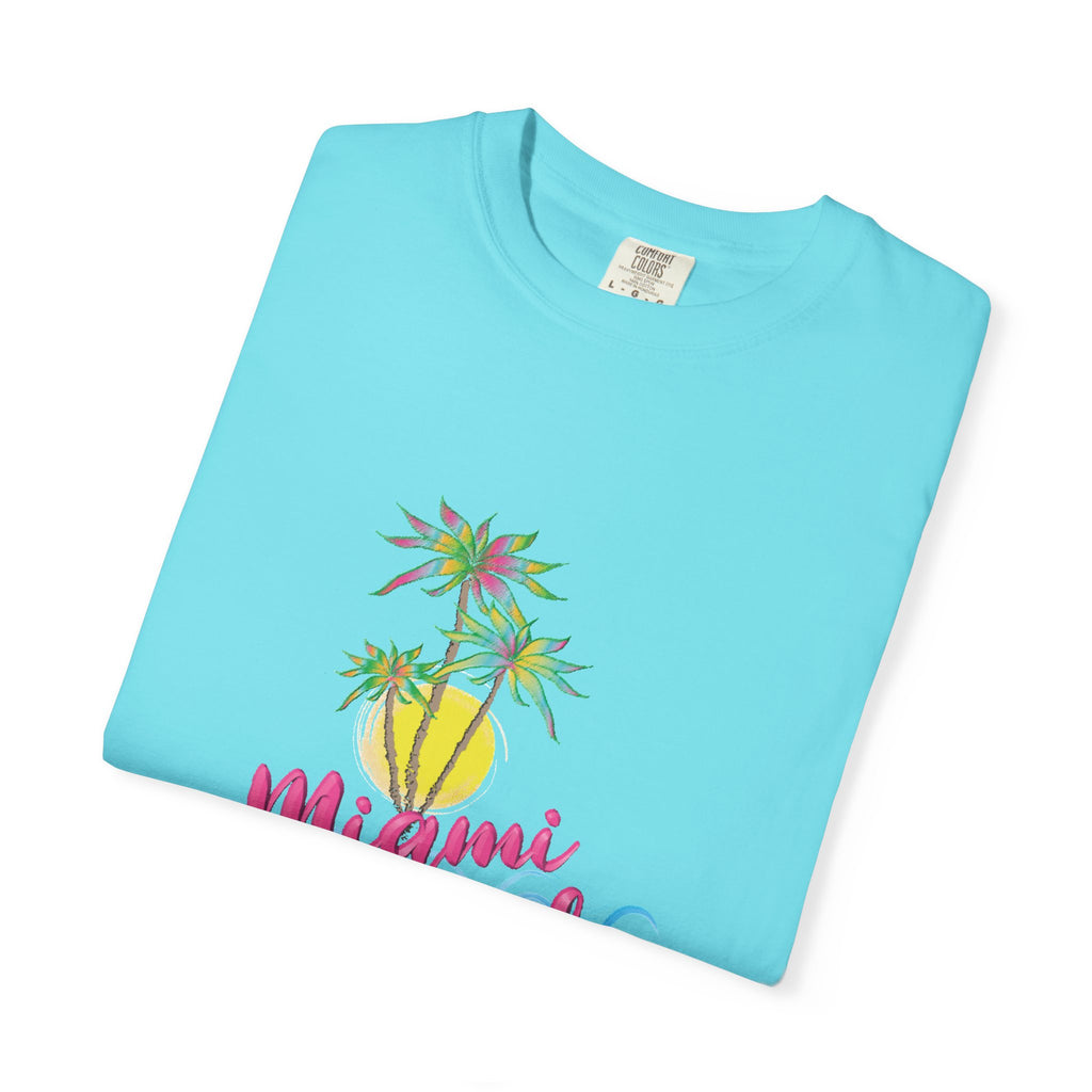 MIAMI BEACH Palm Sunset Graphic Unisex Garment-Dyed T-shirt