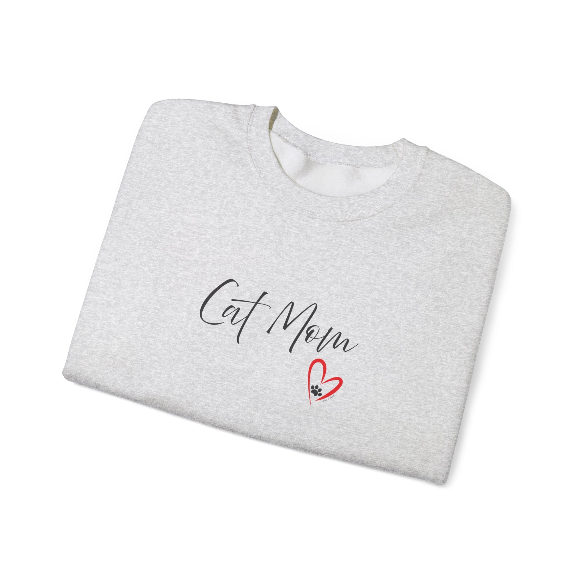 Cat Mom Heart Unisex Crewneck Sweatshirt