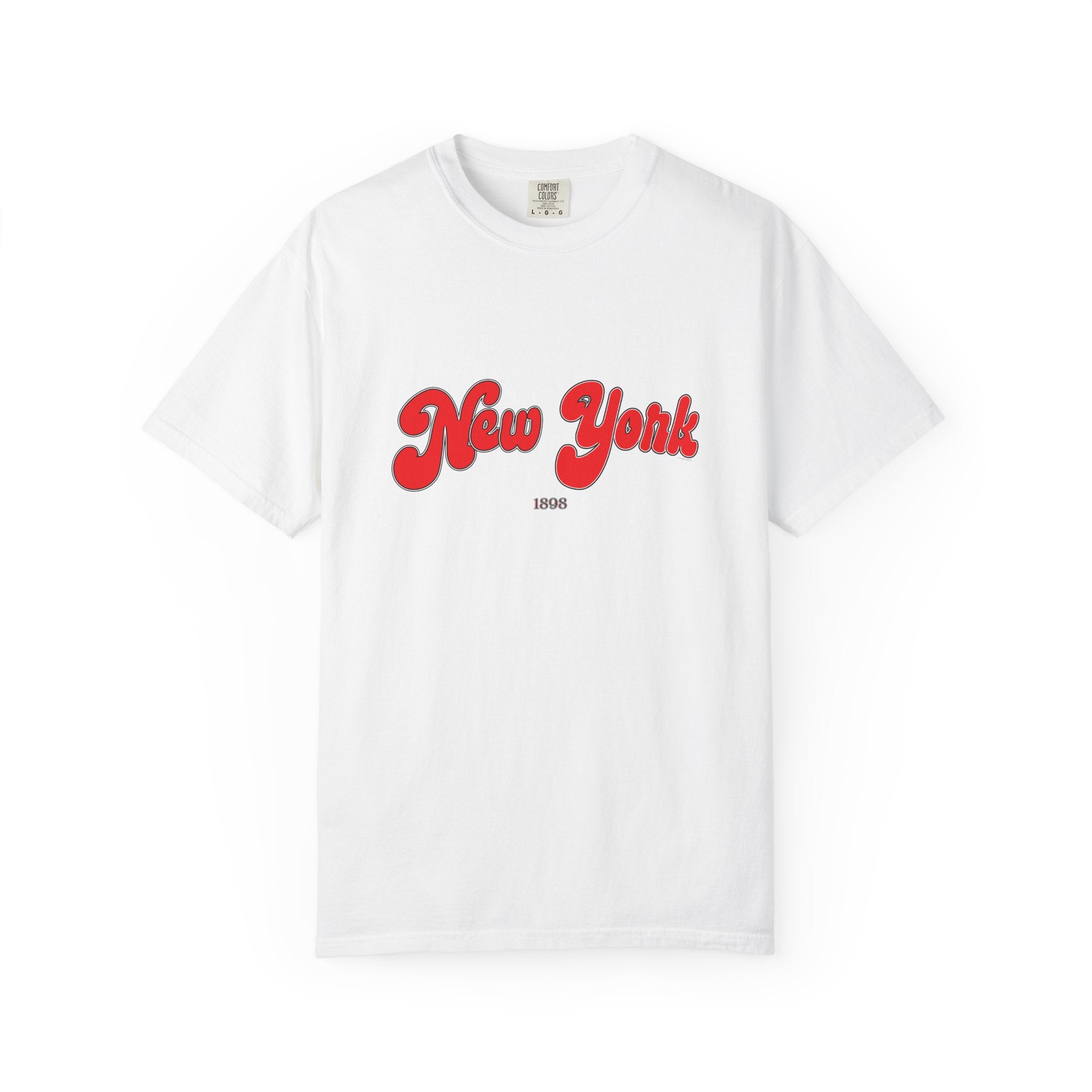 New York 1898 Black Red Lettering Graphic Tee