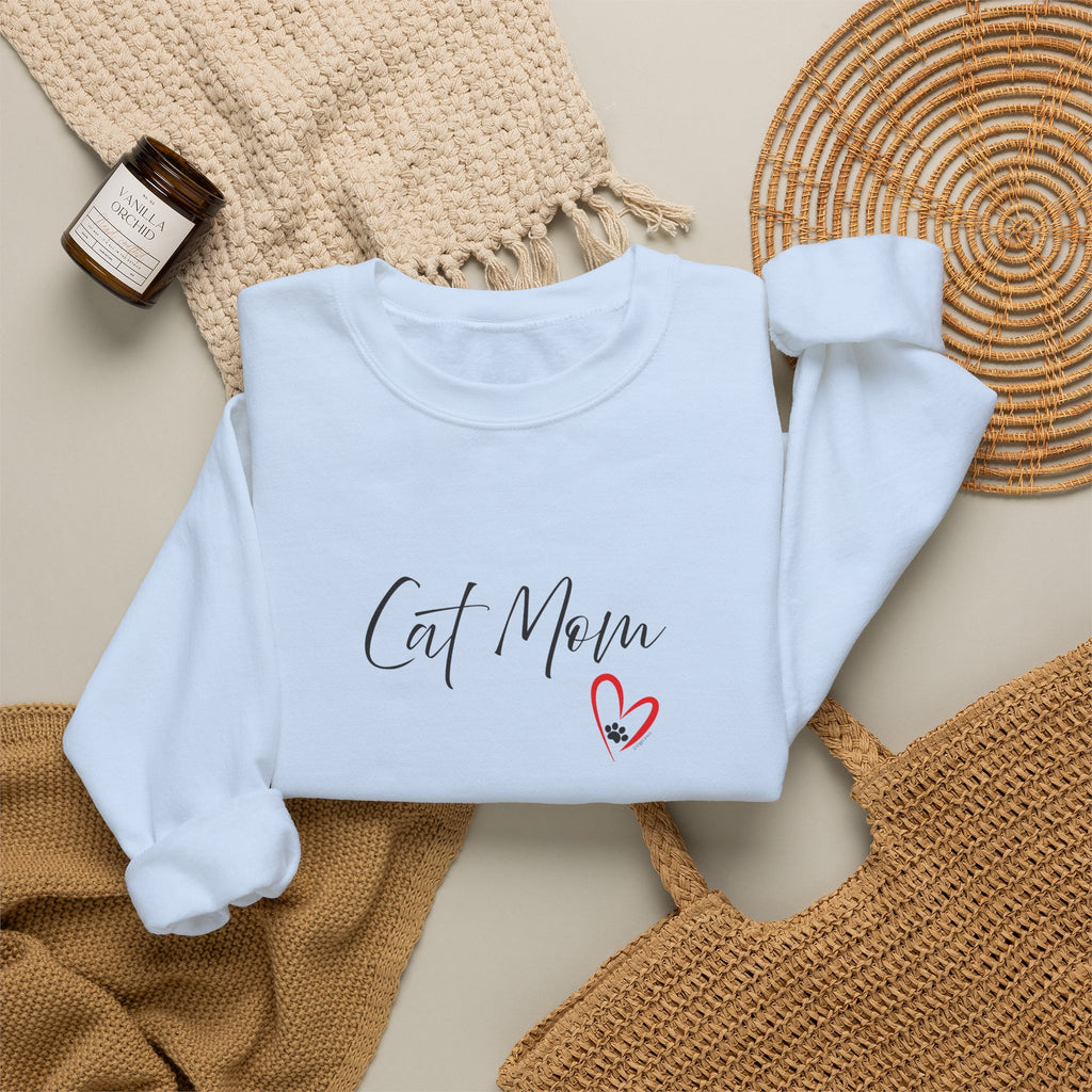 Cat Mom Heart Unisex Crewneck Sweatshirt