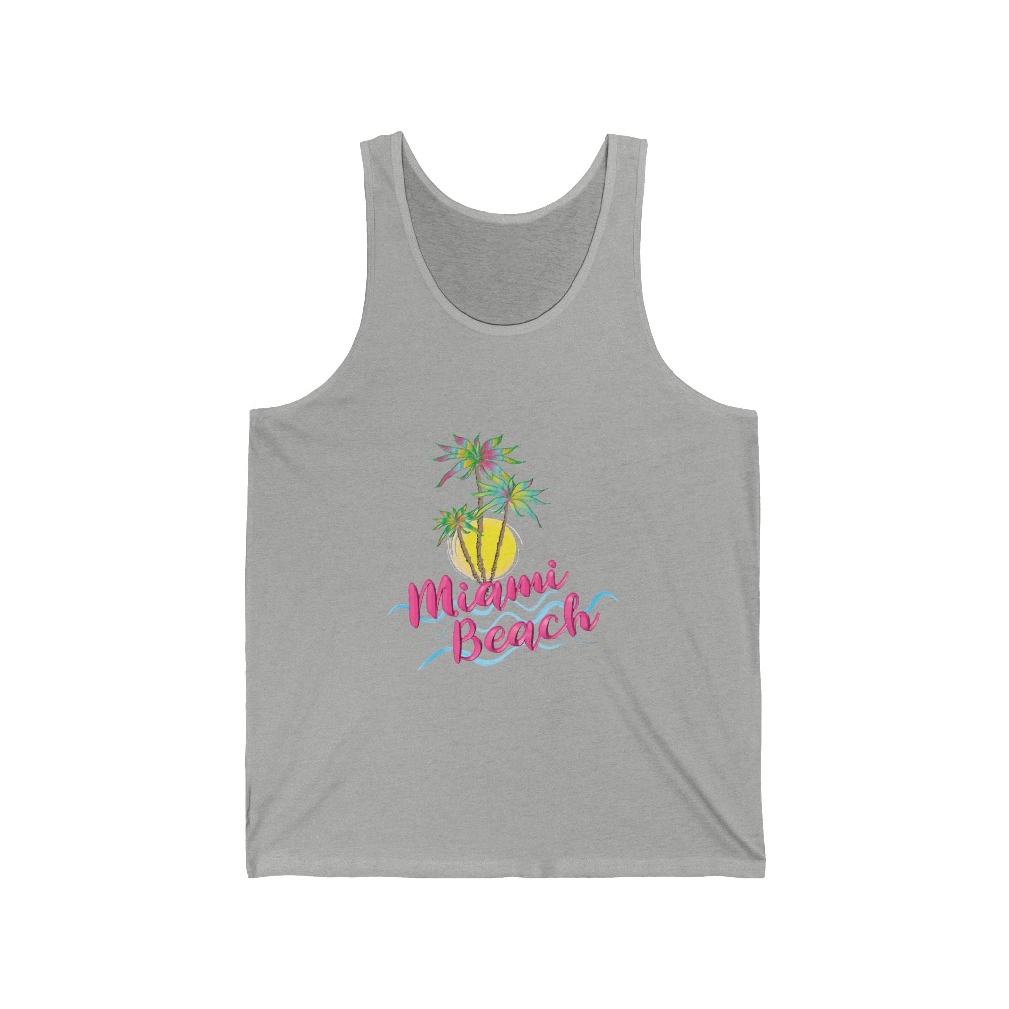 Awesome Miami Beach Florida with Palms Graphic Unisex Jersey Tank