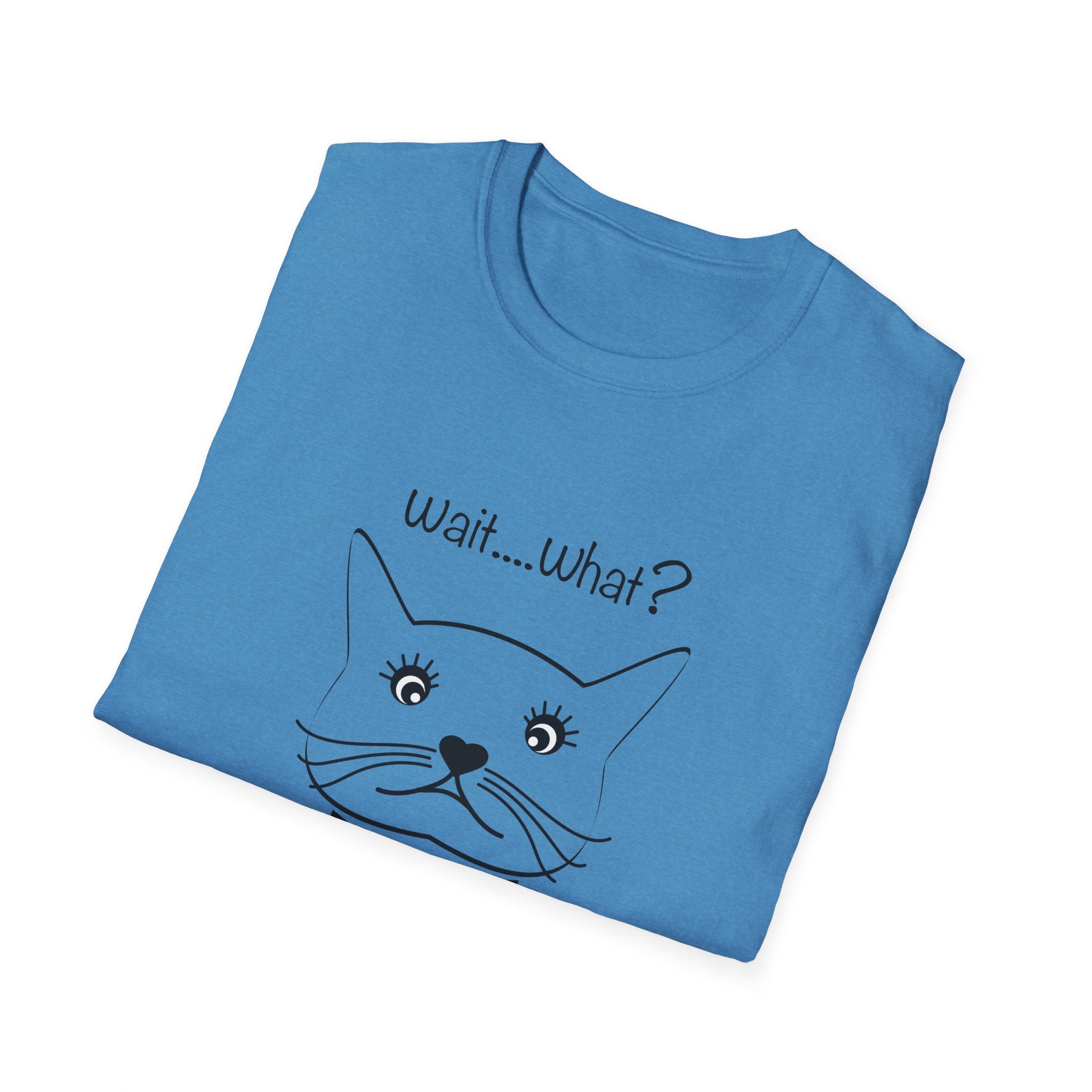 Wait, What? Funny Cat Graphic T-Shirt with Bow Tie