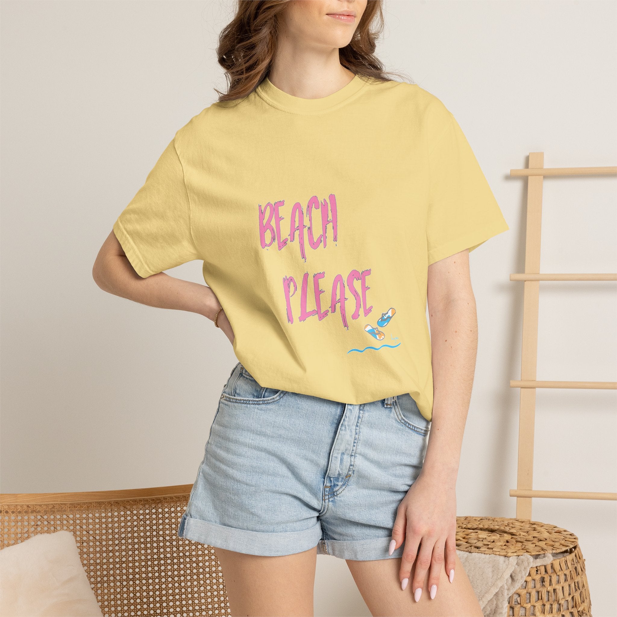 BEACH PLEASE Graphic Unisex Garment-Dyed T-shirt