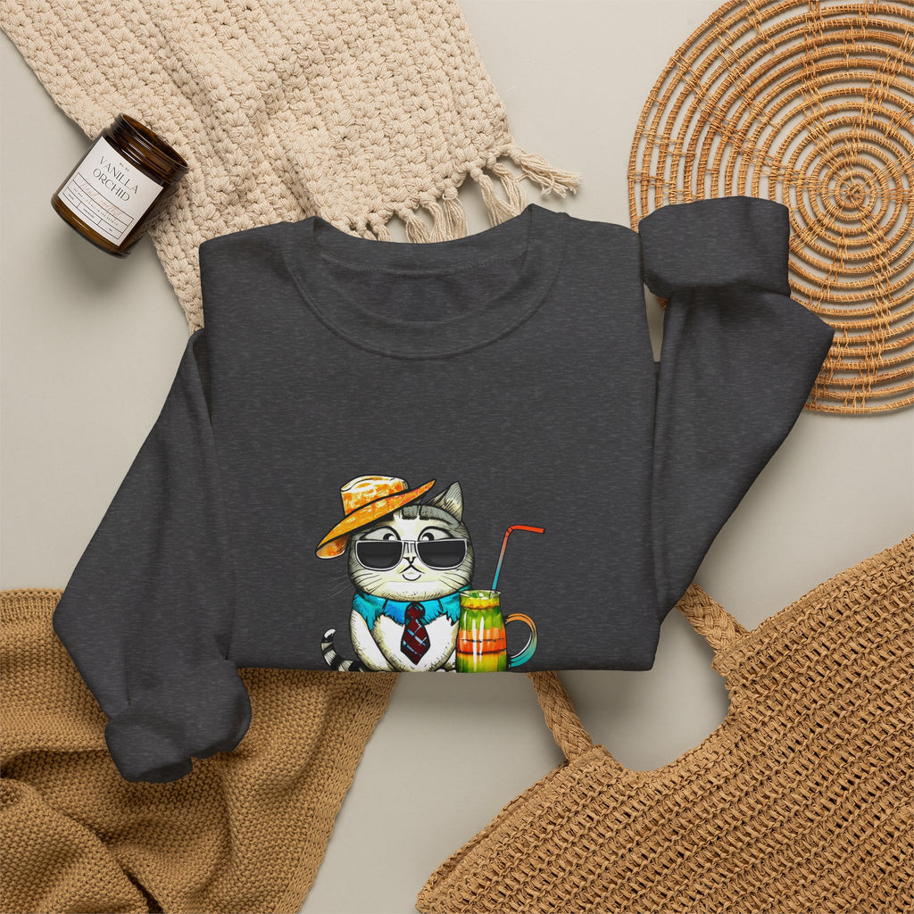 Fun Purr-fectly Chilled Cat Graphic Unisex Heavy Blend™ Crewneck Sweatshirt