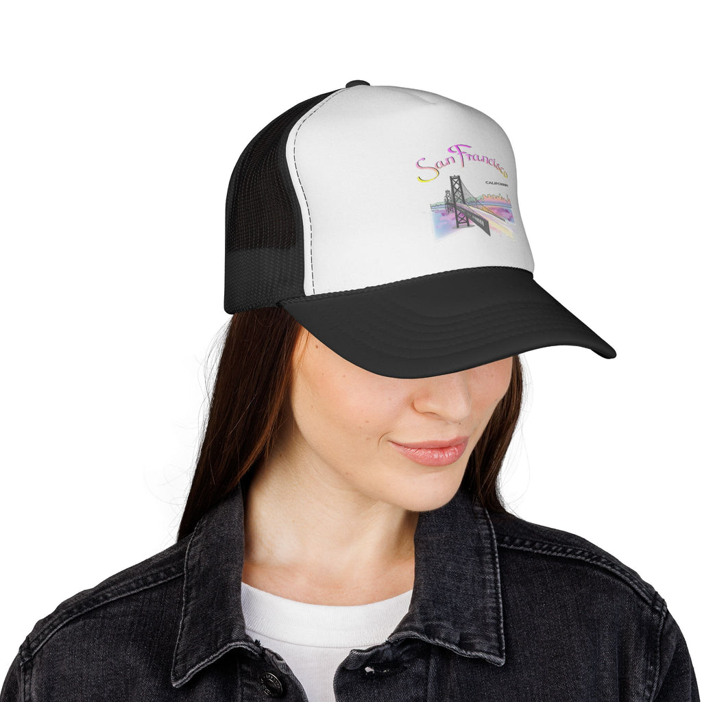 San Francisco Rainbow Bridge Graphic Trucker Caps