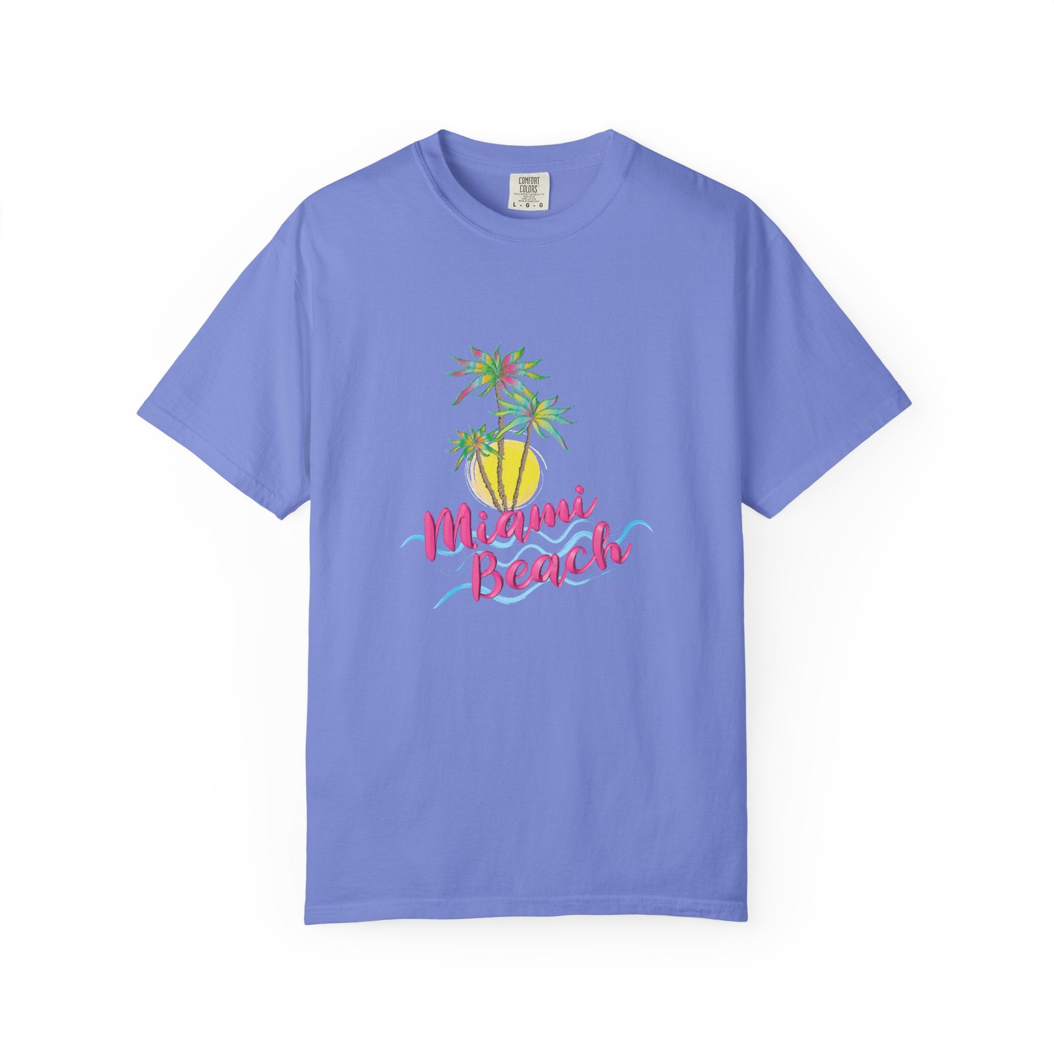 MIAMI BEACH Palm Sunset Graphic Unisex Garment-Dyed T-shirt