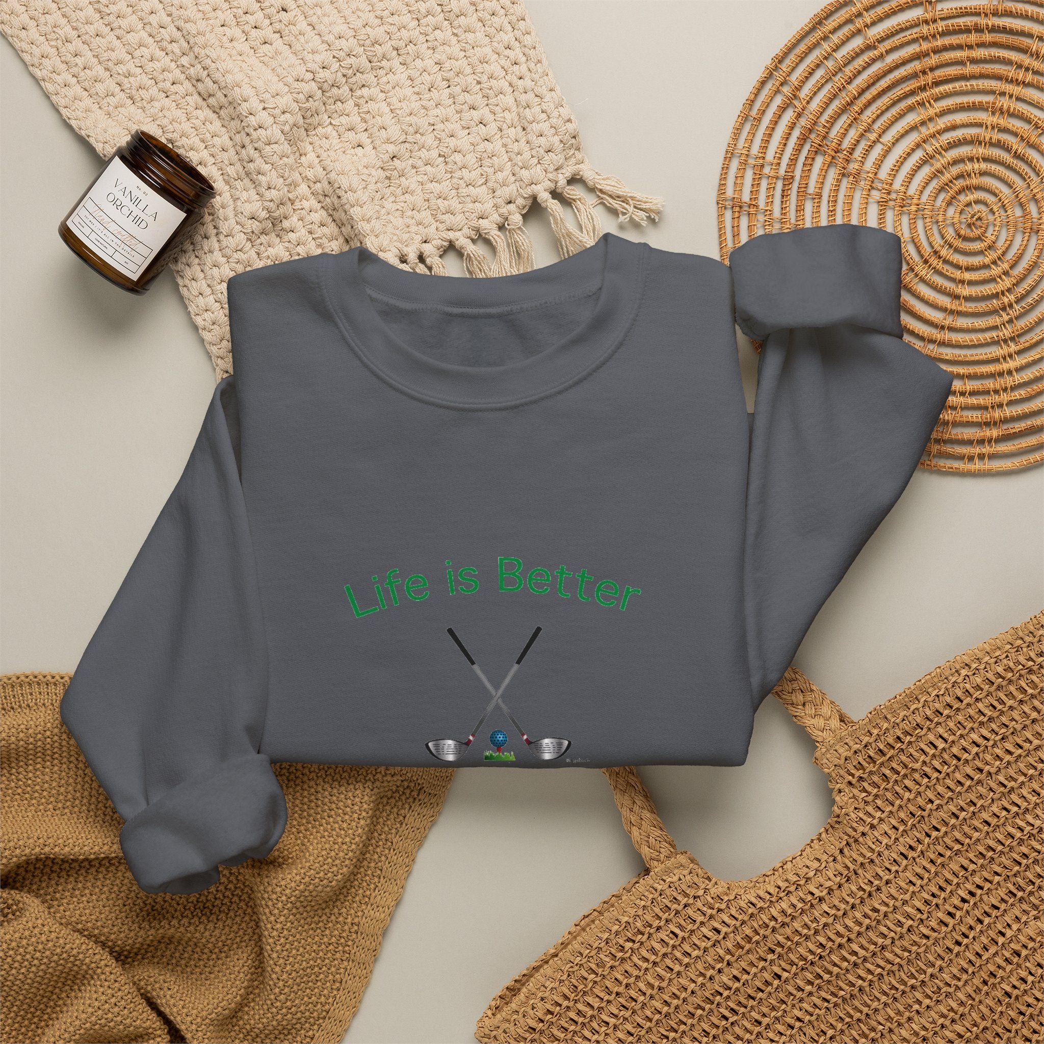Life Is Better with Golf Graphic Unisex Heavy Blend™ Crewneck Sweatshirt