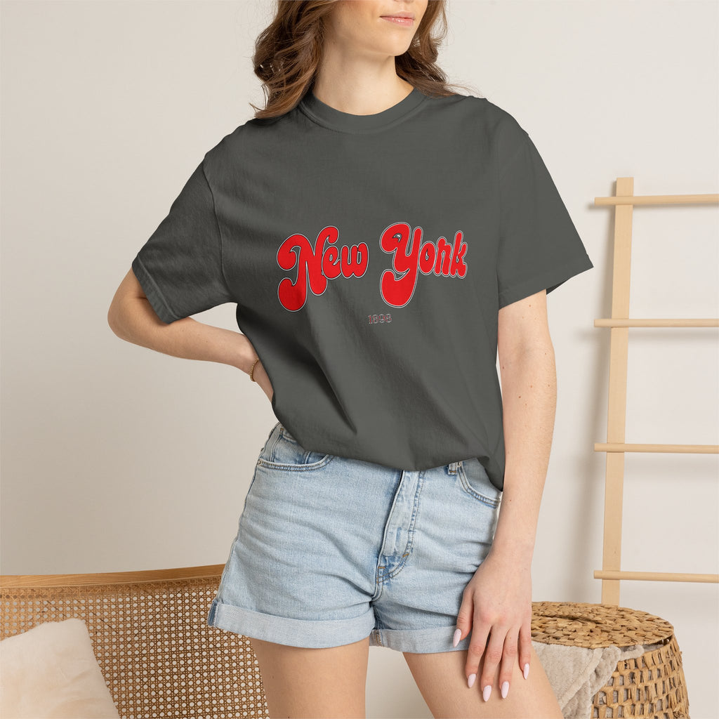 New York 1898 Black Red Lettering Graphic Tee