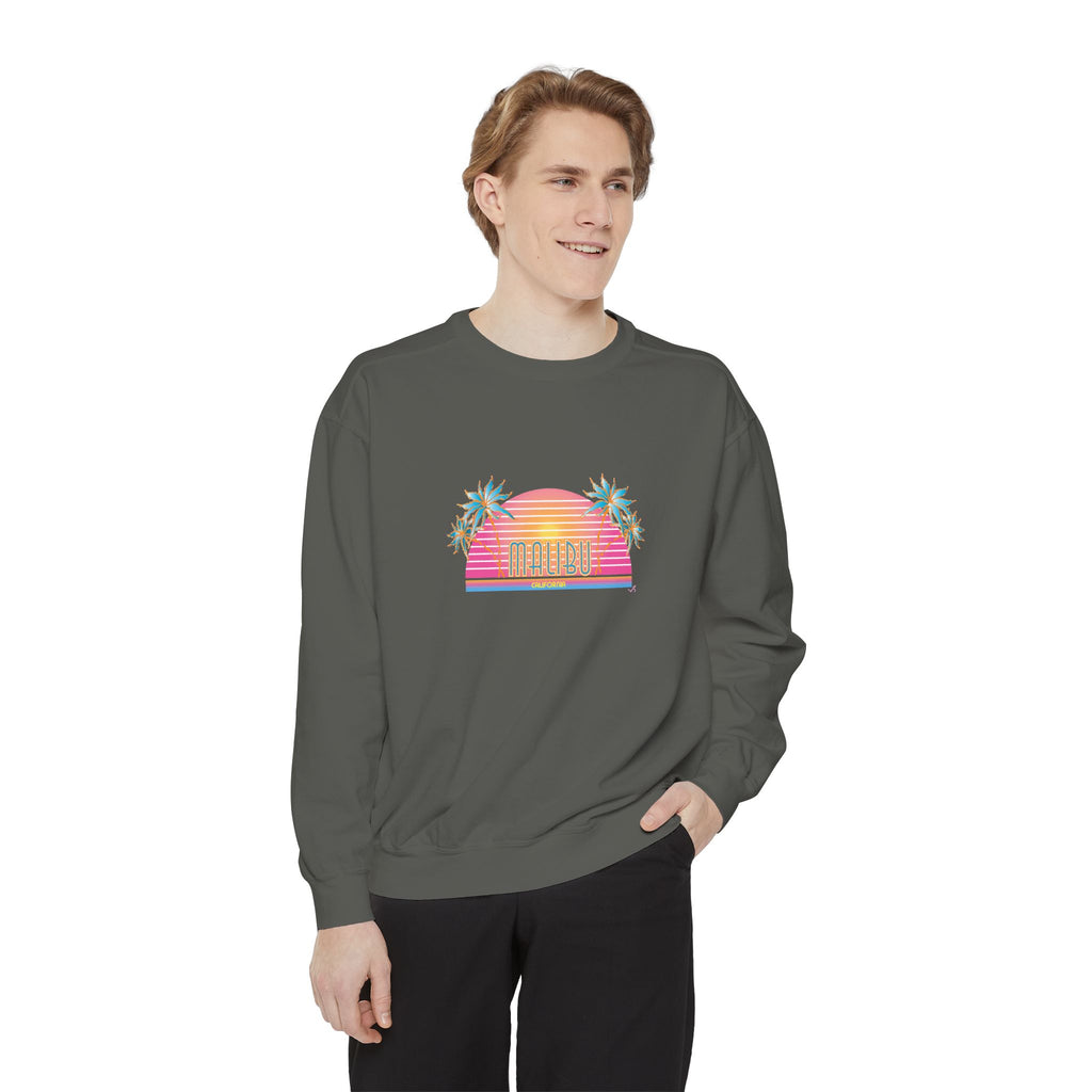 Malibu California Sunset Graphic Unisex Garment-Dyed Sweatshirt
