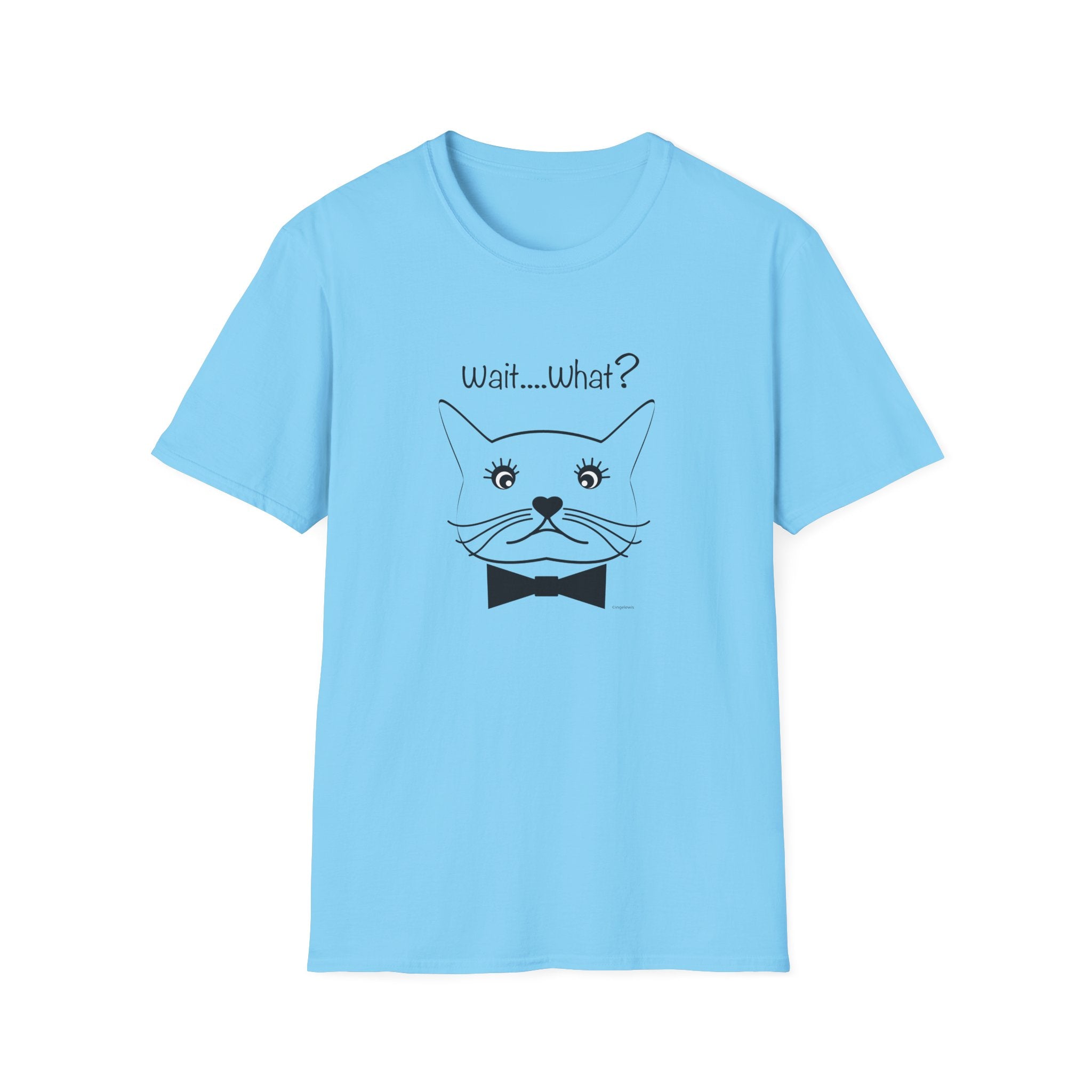 Wait, What? Funny Cat Graphic T-Shirt with Bow Tie