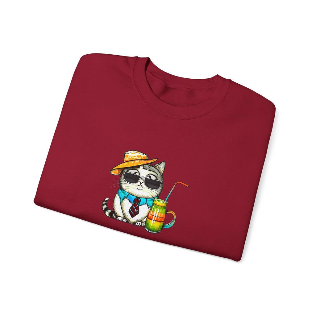 Fun Purr-fectly Chilled Cat Graphic Unisex Heavy Blend™ Crewneck Sweatshirt