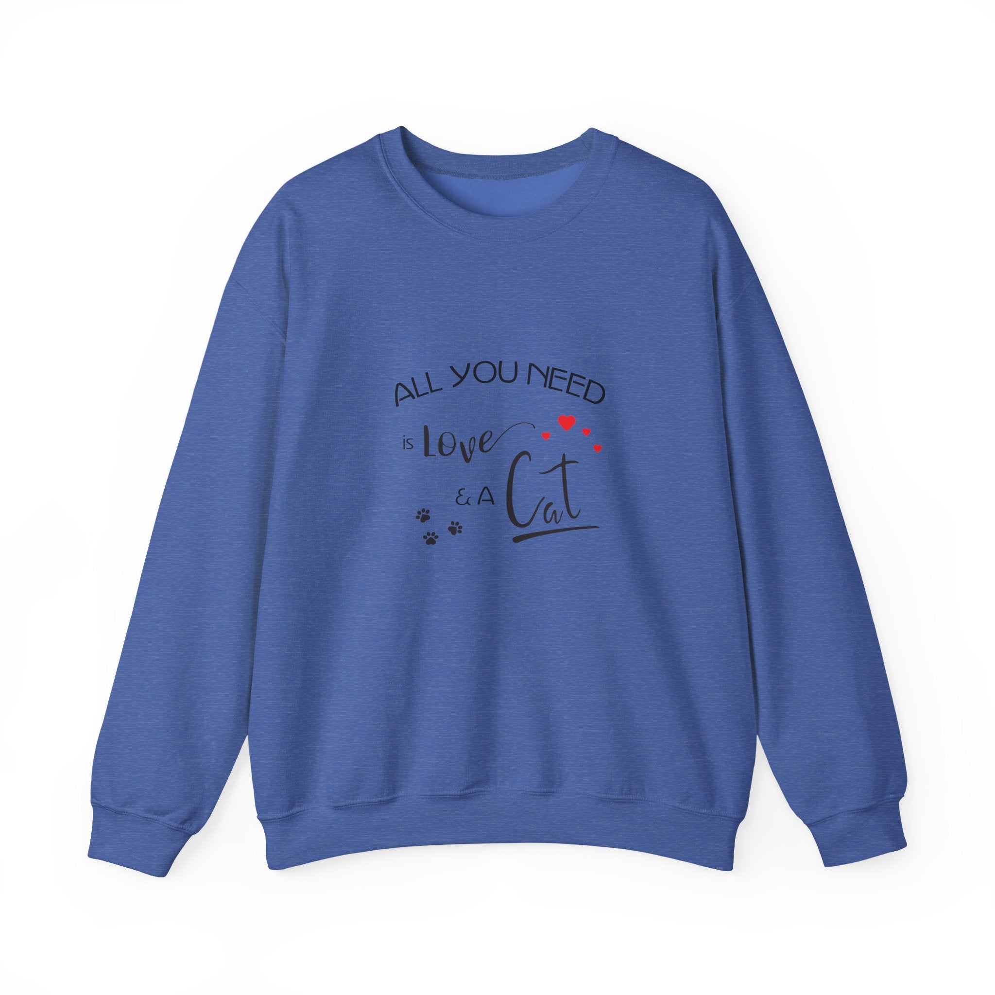 All You Need Is Love and a Cat Graphic Sweatshirt - Unisex Heavy Blend™ Crewneck Sweatshirt