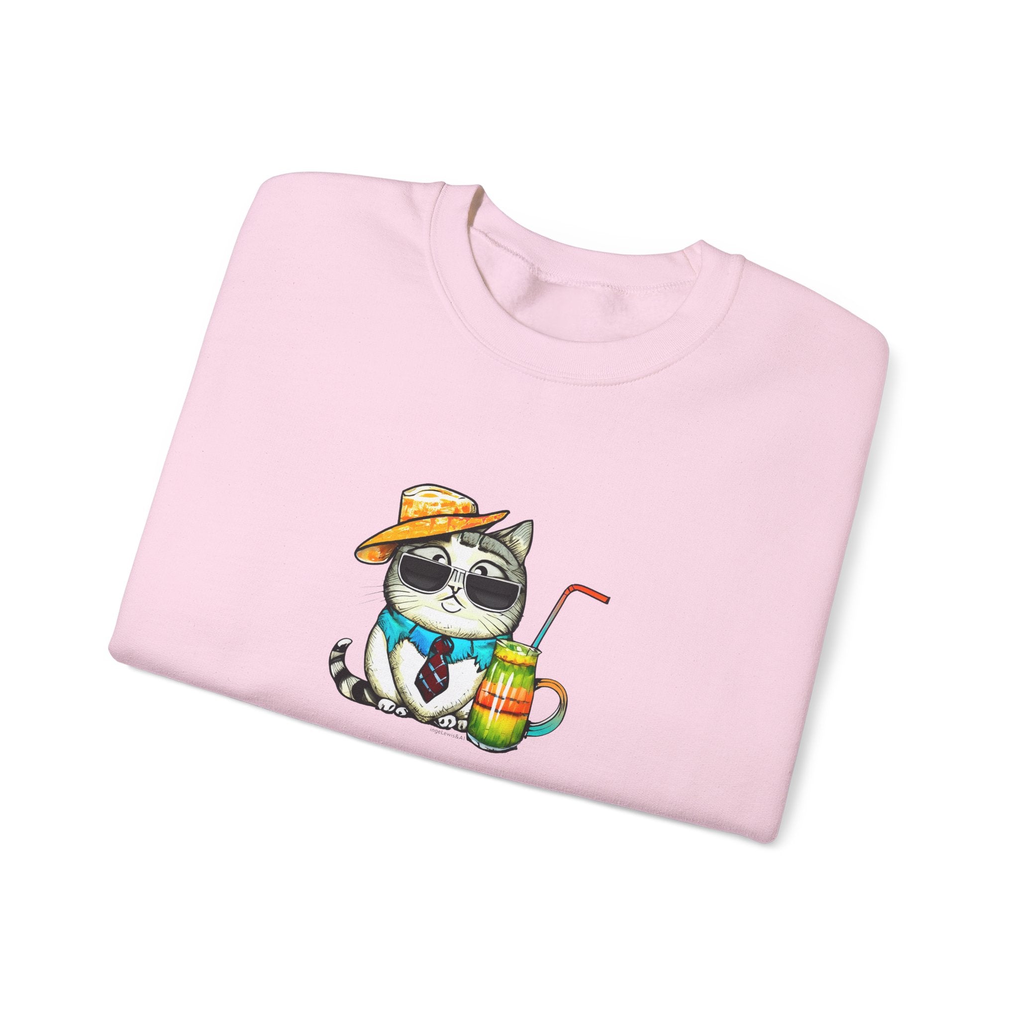 Fun Purr-fectly Chilled Cat Graphic Unisex Heavy Blend™ Crewneck Sweatshirt