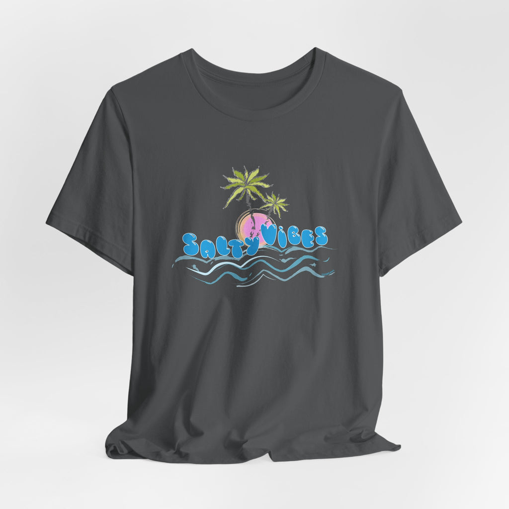 Salty Vibes Palm Trees Beach Graphic Unisex Short Sleeve Tee