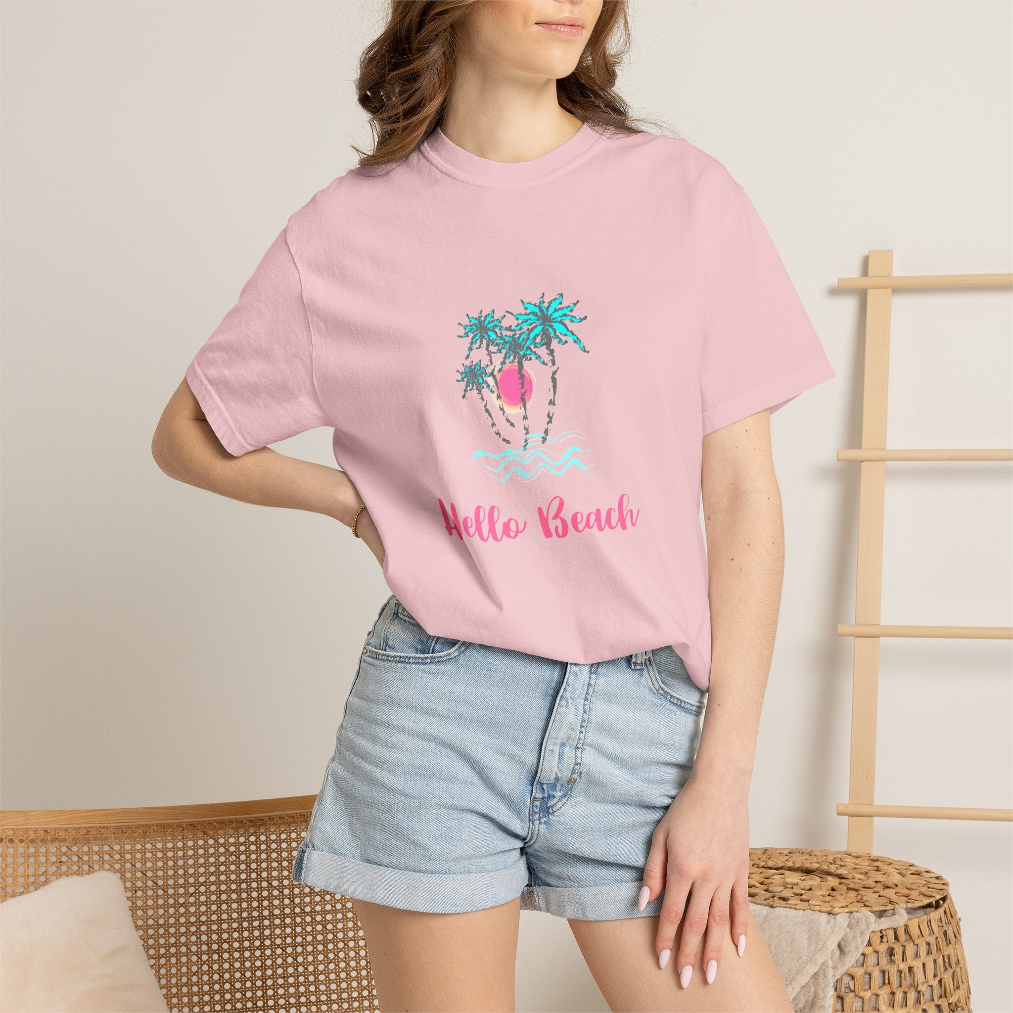 Hello Beach Graphic Unisex Garment-Dyed T-shirt